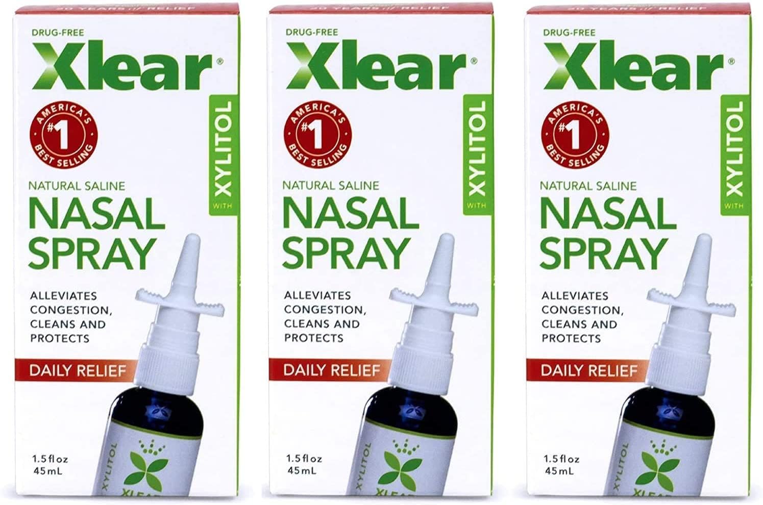 Botella de Xlear de 44 ml para limpieza suave de las fosas nasales.