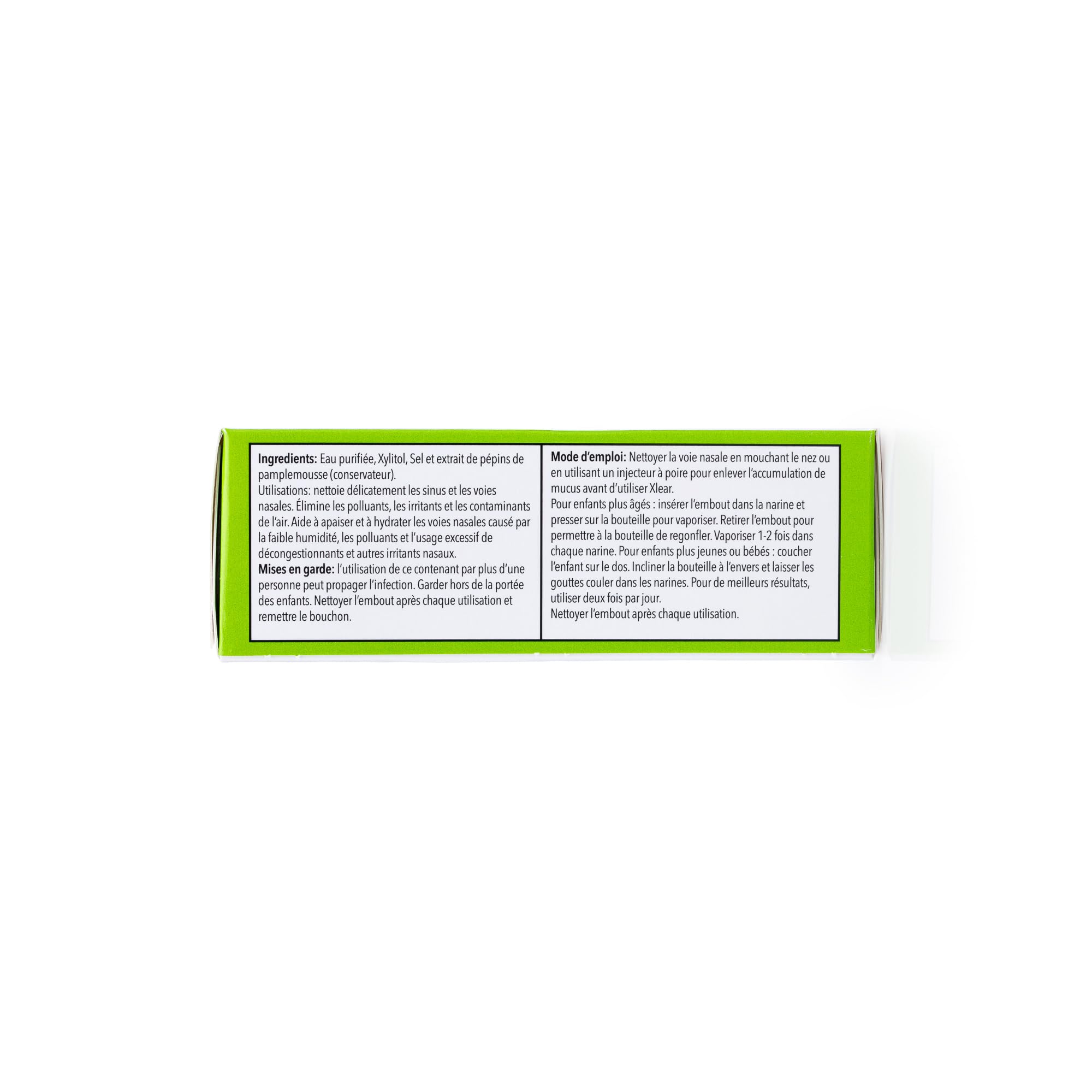 Fórmula de Xlear con xilitol para limpieza nasal suave.