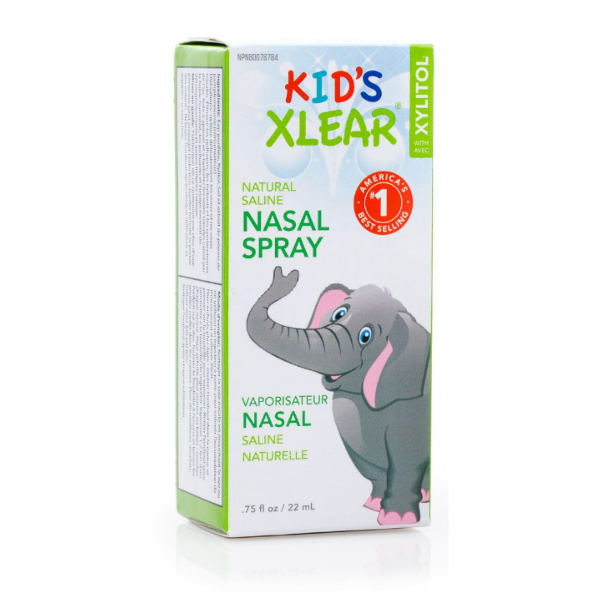 Spray nasal Xlear para niños en botella, alivio suave de la congestión.