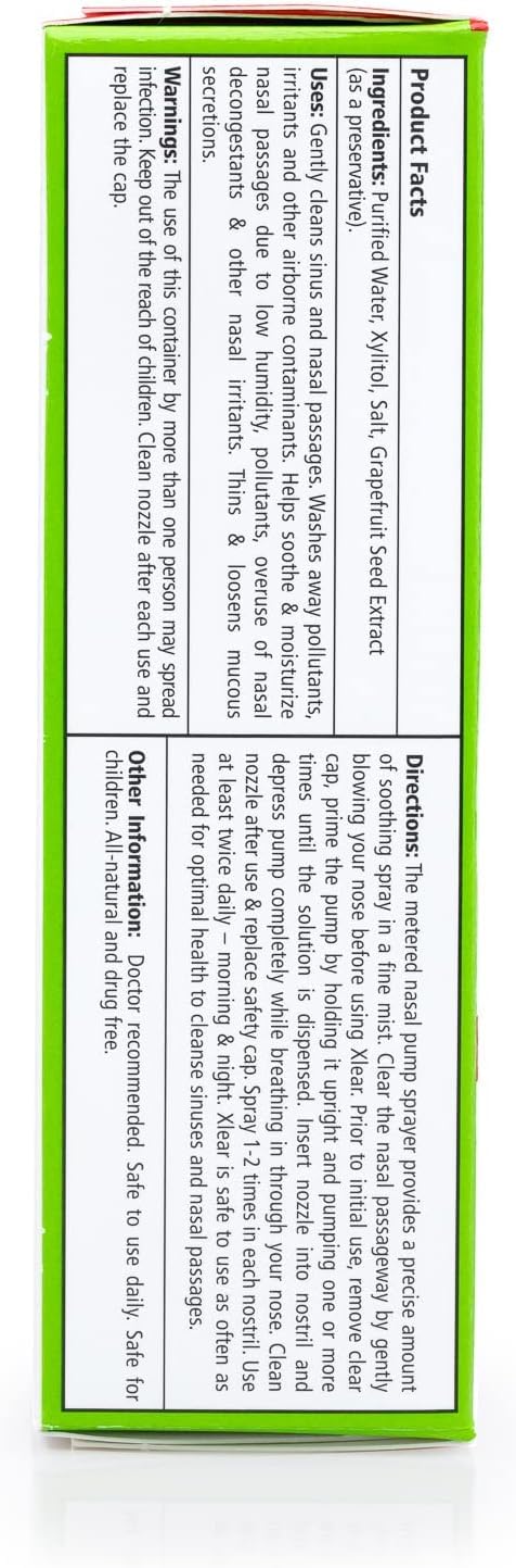 Xlear spray nasal, humedad para las vías nasales y mucosas