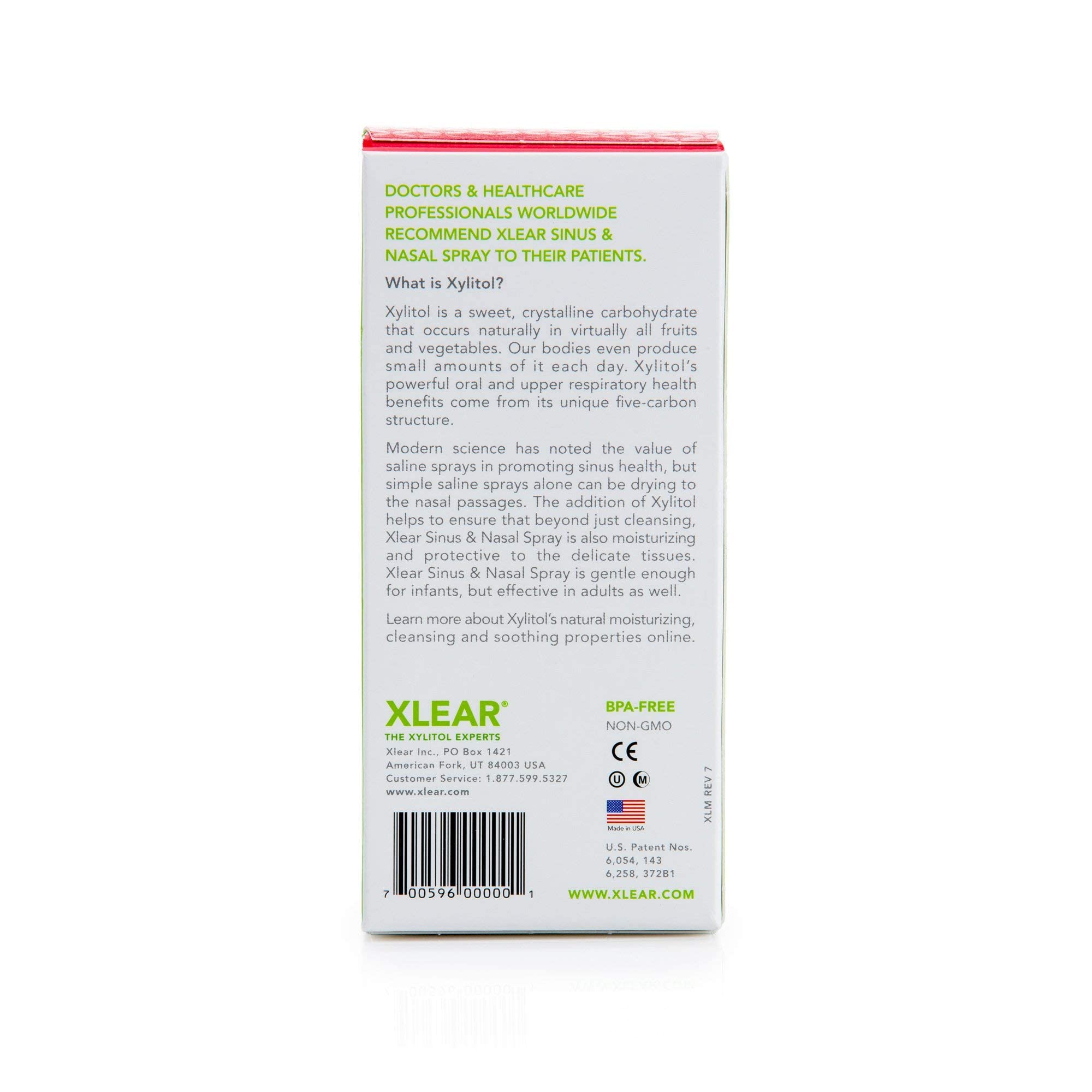 Xlear con xilitol: posible reducción de irritación nasal y adherencia de contaminantes.