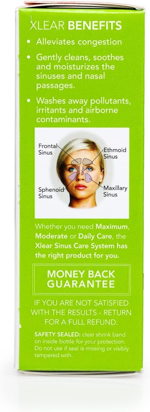 Aplicación diaria de Xlear spray nasal para abrir vías respiratorias suave