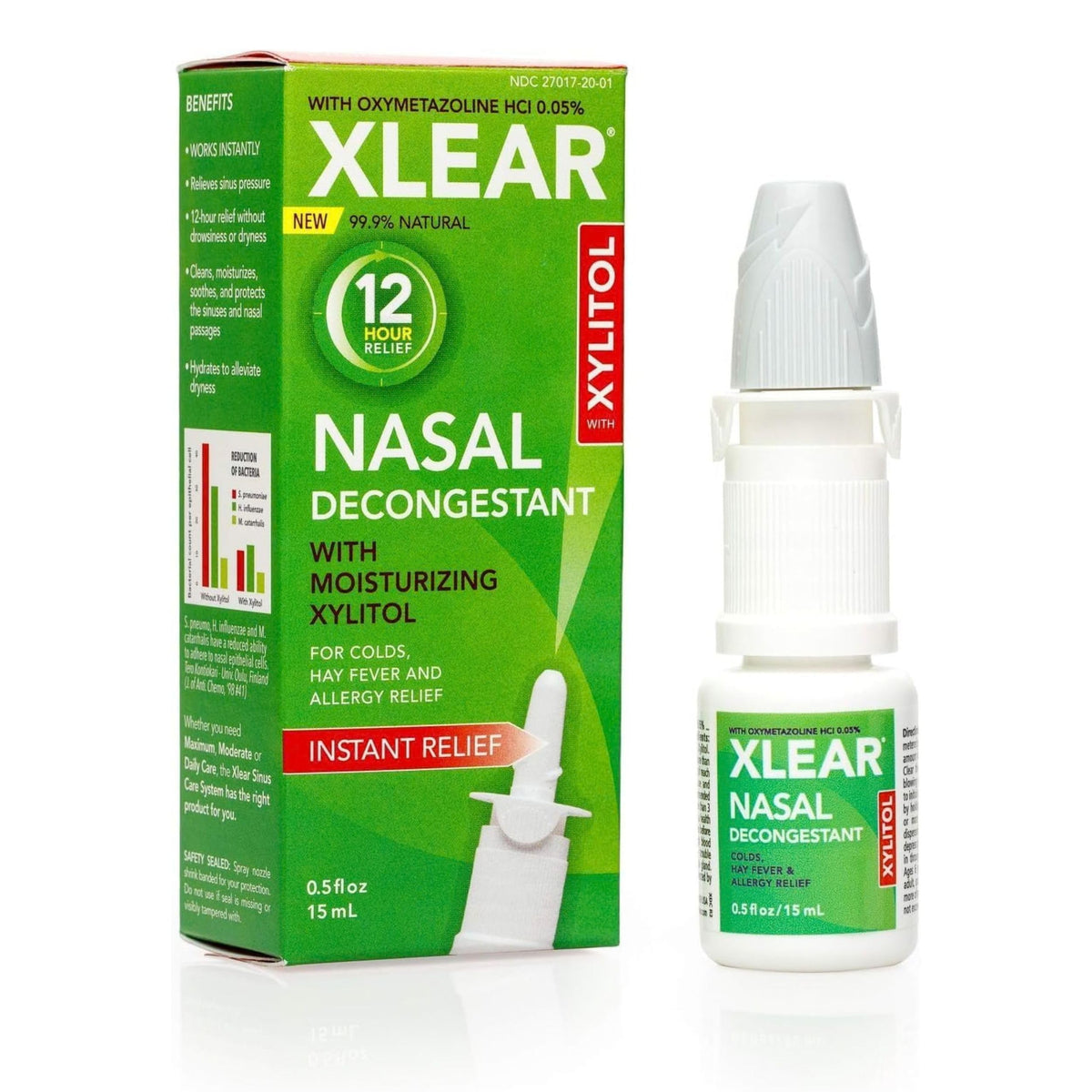 Xlear spray nasal con bomba precisa para dosificar dosis exactas y alivio potencial.