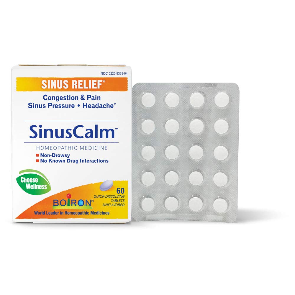 Xllent Boiron Sinus Calm, botella de tabletas para alivio nasal diario.