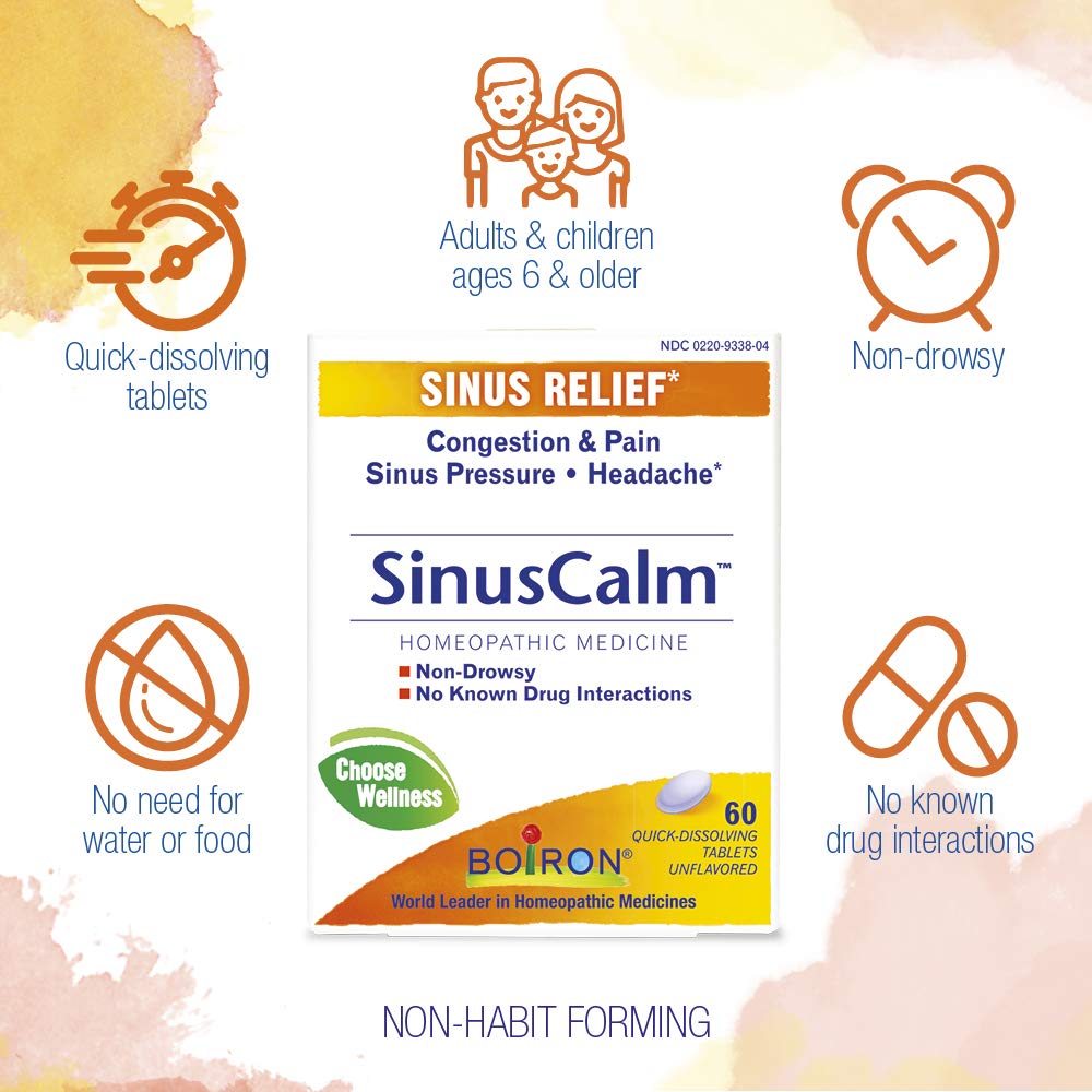 Xllent Boiron Sinus Calm, uso diario de tableta para bienestar nasal.