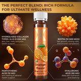 XParadigm Puritas Corpus botella colágeno shot naranja, textura suave para mejor absorción.