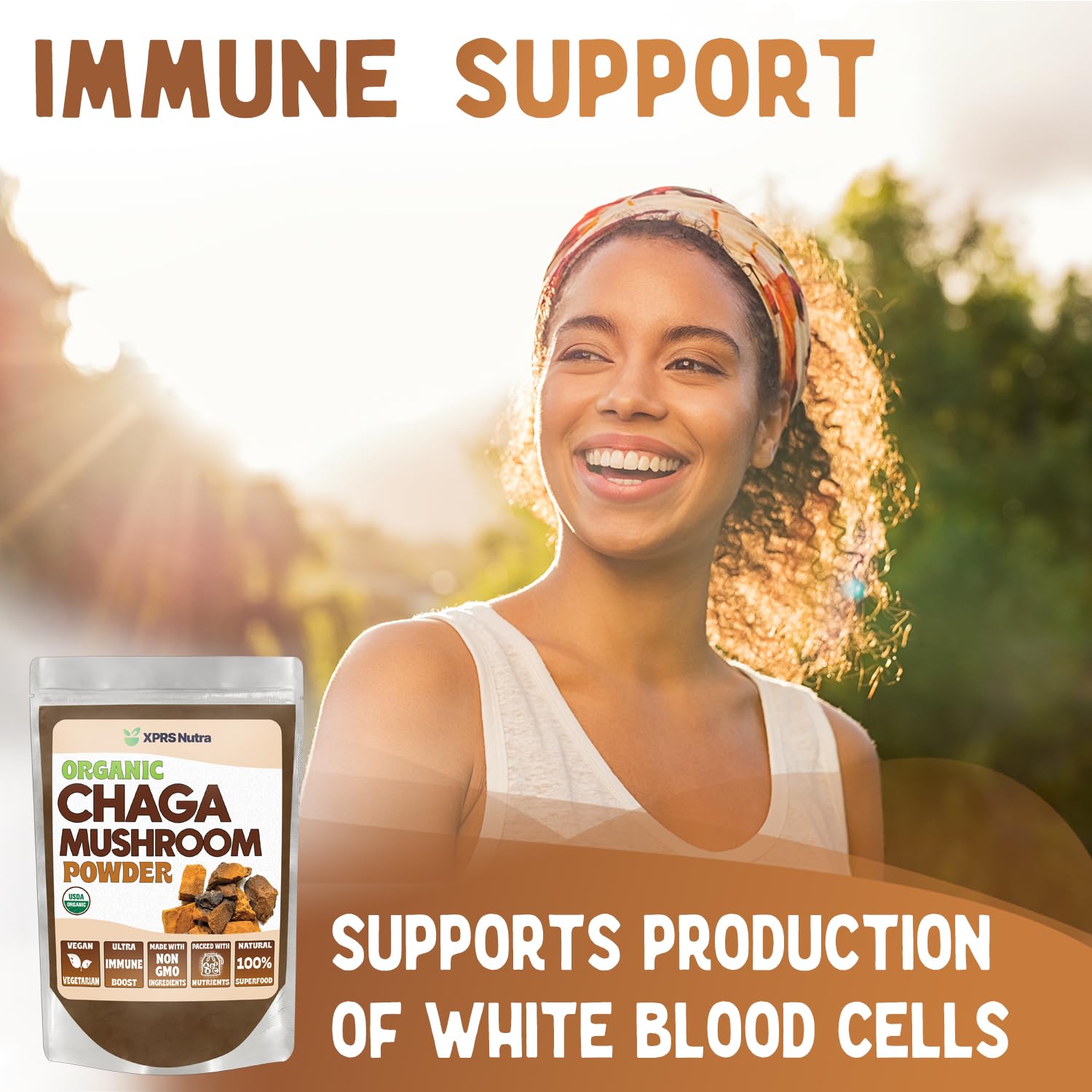 Chaga de XPRS Nutra para infusión en polvo, se disuelve fácilmente.