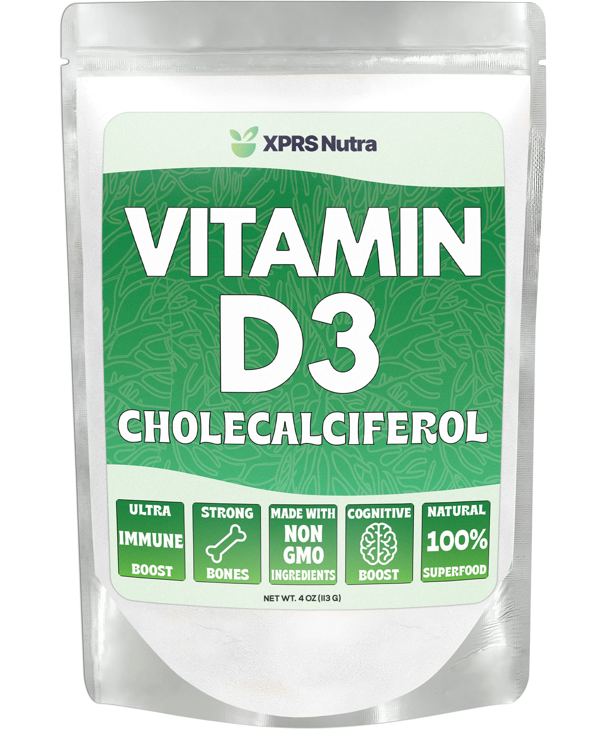 XPRS Nutra Vitamina D3 polvo sin sabor para equilibrio óseo.