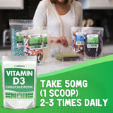 XPRS Nutra Vitamina D3 polvo sin sabor fácil de mezclar en batidos.
