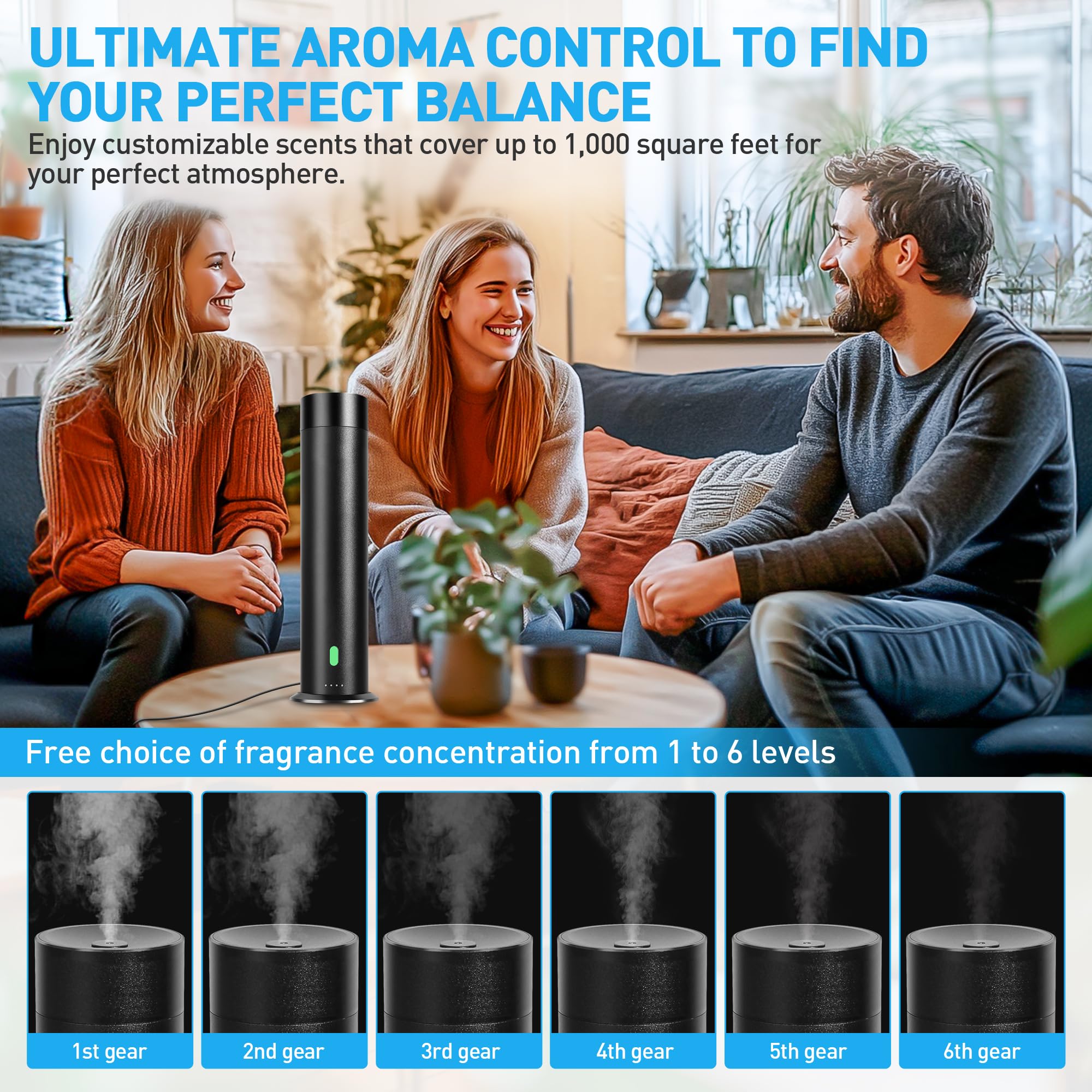 Control remoto del difusor Xspidem para ajuste cómodo desde cualquier lugar.