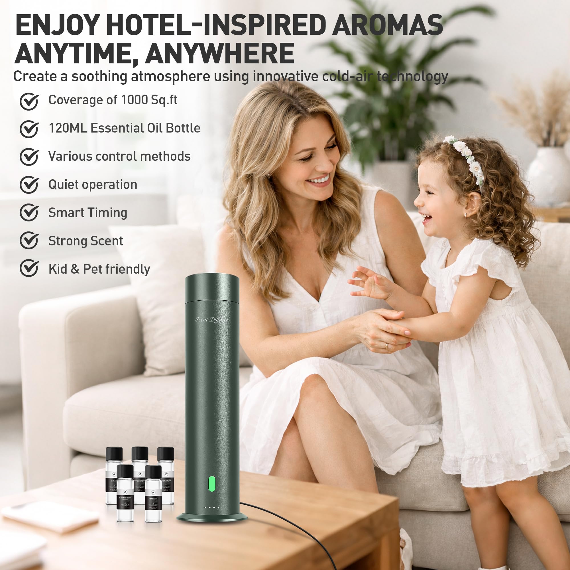 XspideM difusor aire aromaterapia remoto sandgreen ofrece control cómodo desde cualquier lugar.