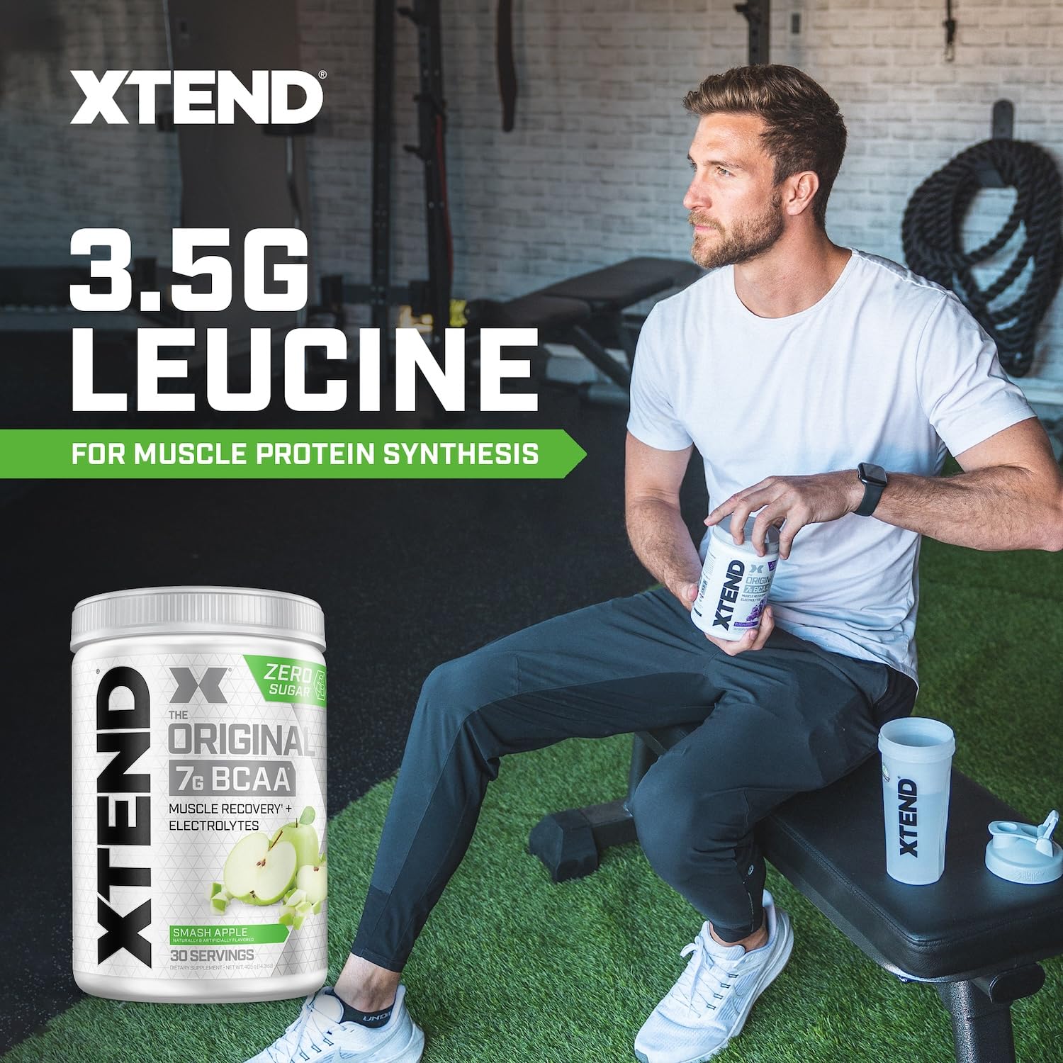 Xtend Original BCAA bote de 30 porciones práctico para entrenamientos frecuentes.