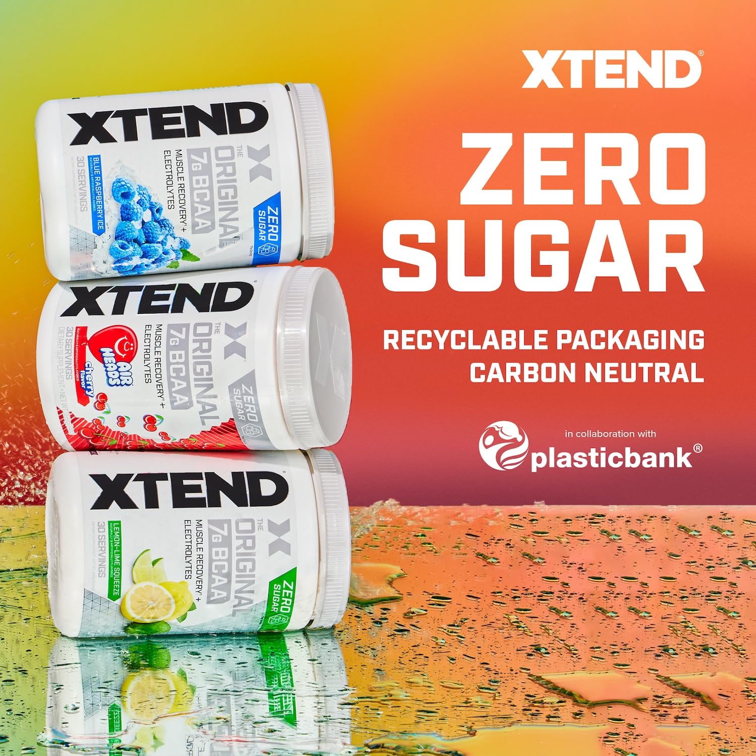 Xtend Original BCAA etiqueta nutricional con ingredientes clave.