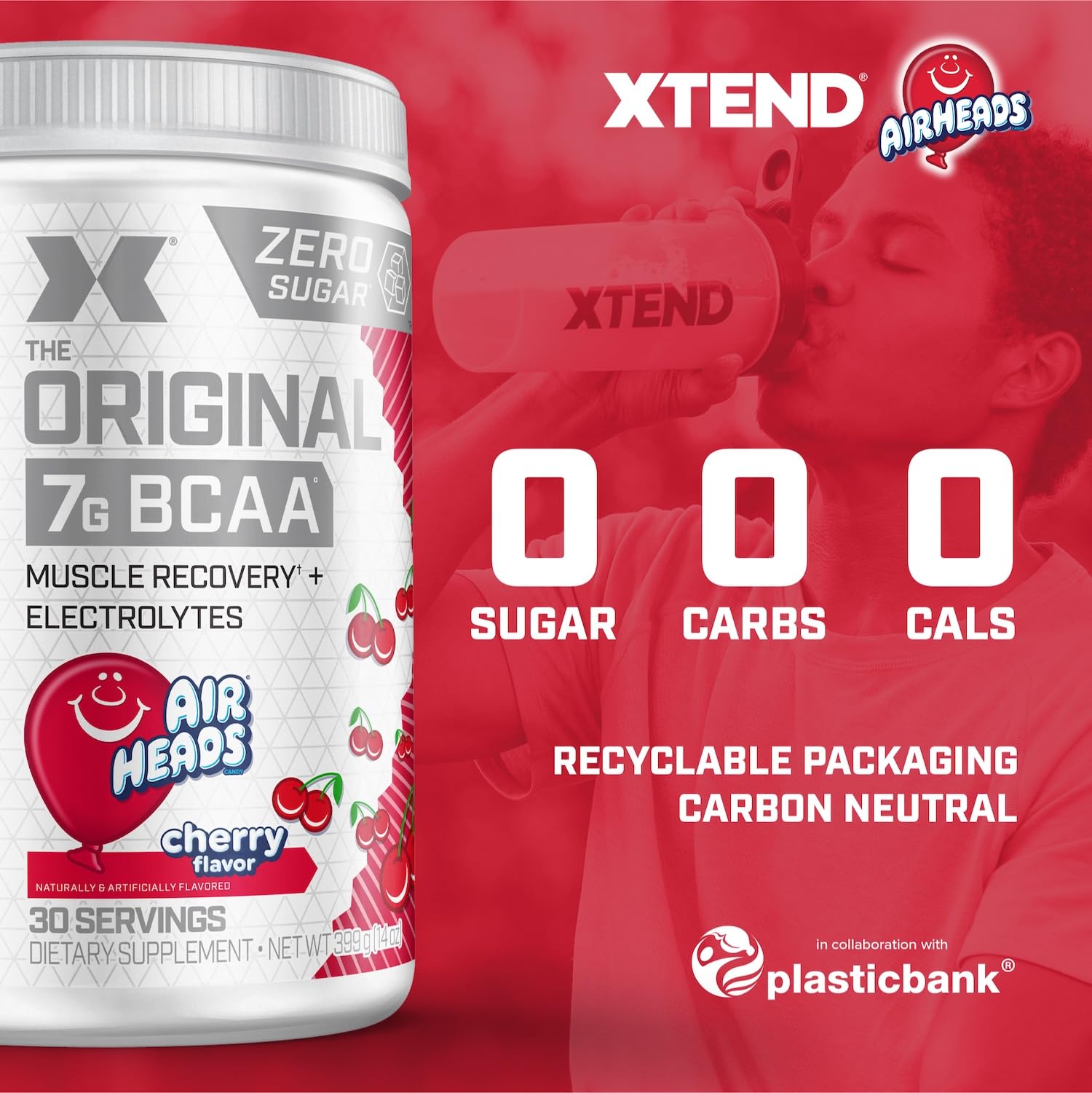 Xtend con sabor Cherry Airheads para una experiencia agradable durante ejercicio.