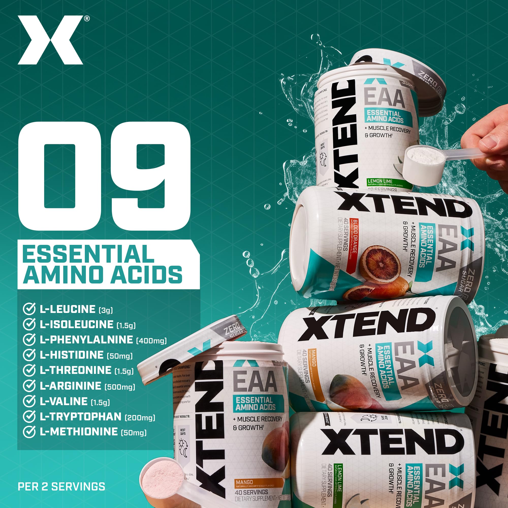 Mezcla suave en vaso de Xtend Scivation EAA + BCAA para entrenamientos eficientes