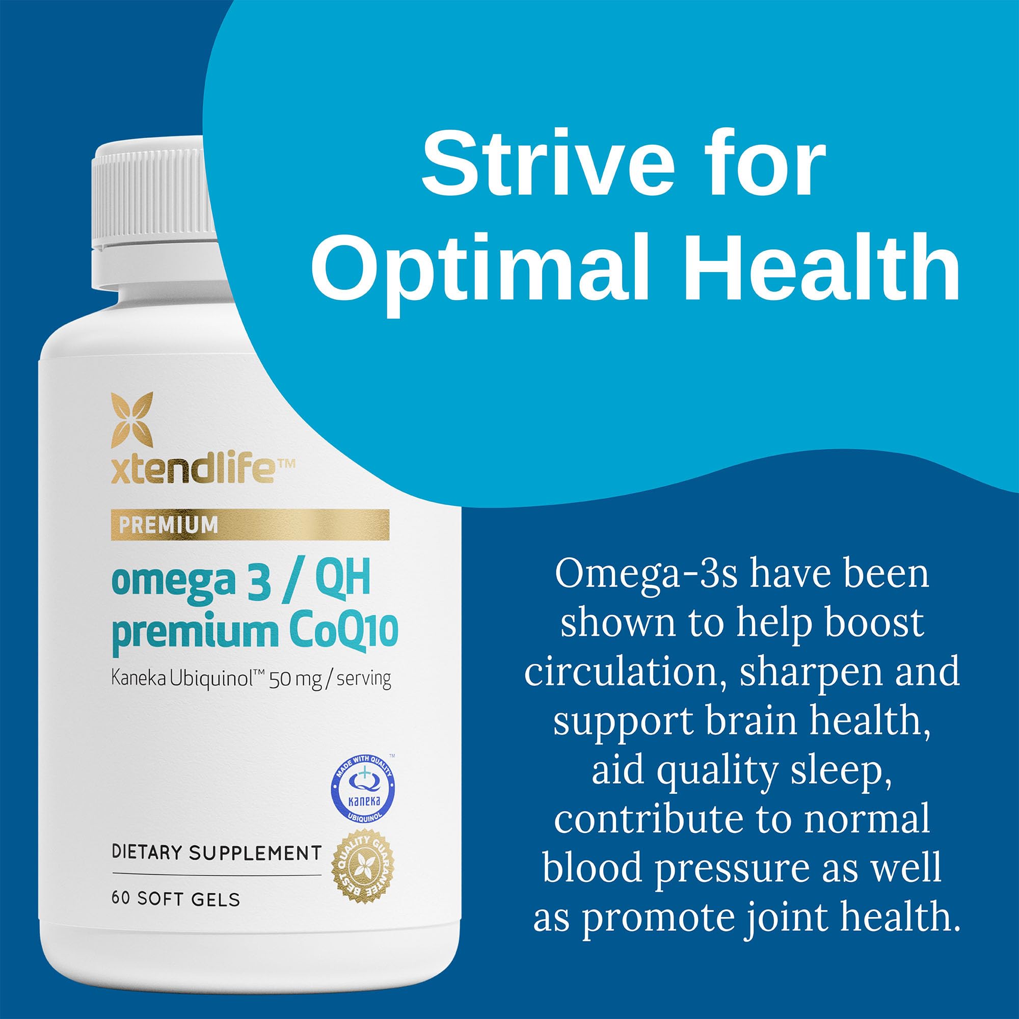 Xtendlife Omega 3 QH: botella de omega-3 para consumo diario sin olor.