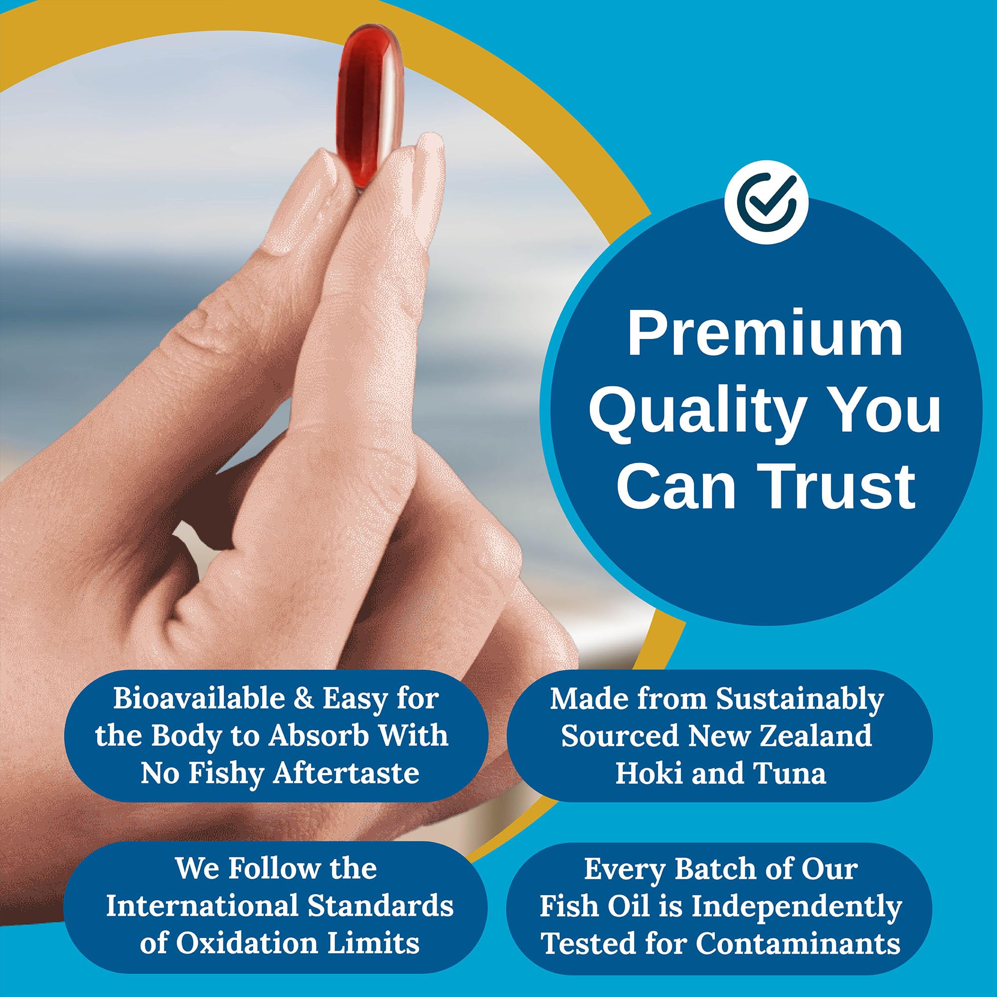 Xtendlife Omega 3 QH: etiqueta que destaca CoQ10 para energía y salud cardíaca.