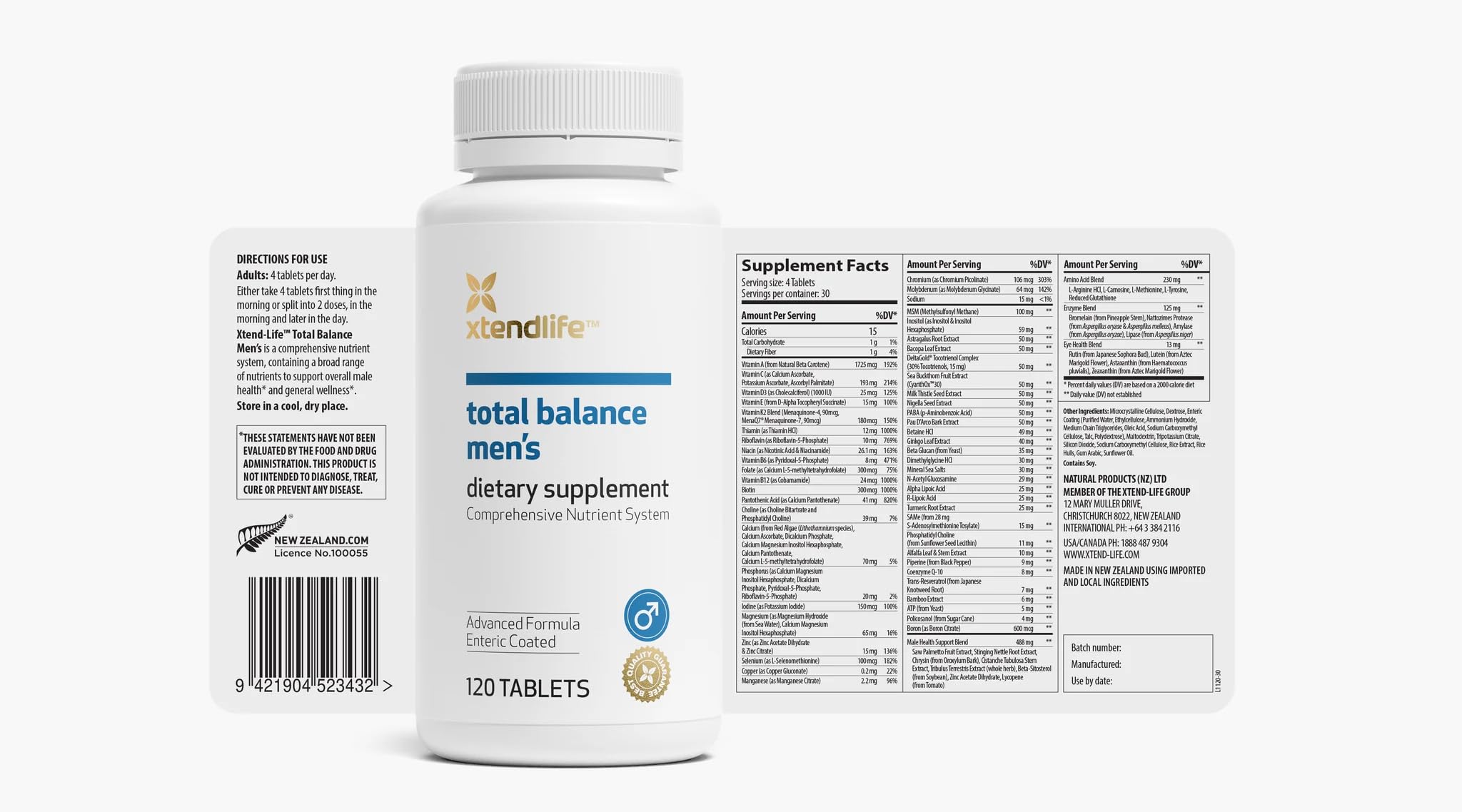 Xtendlife Total Balance cápsulas en detalle muestran tamaño y color de dosis.