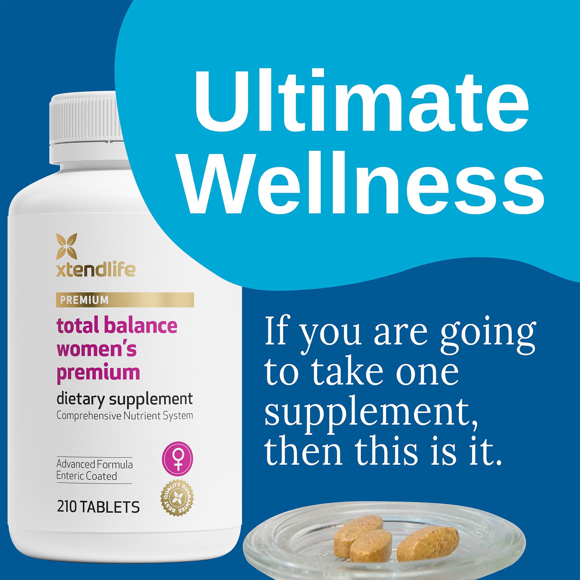 Xtendlife Total Balance Mujeres, etiqueta clara con información de la fórmula
