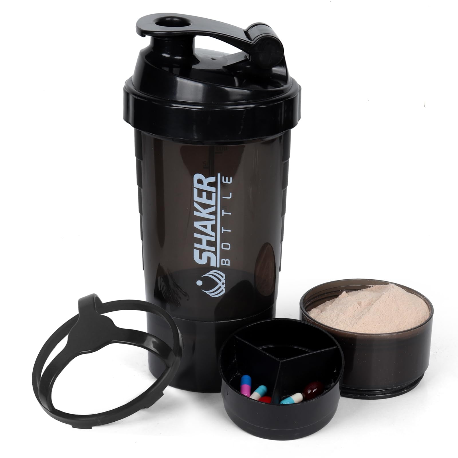 XTK Shaker Bottle 16OZ con cierre hermético para evitar derrames.