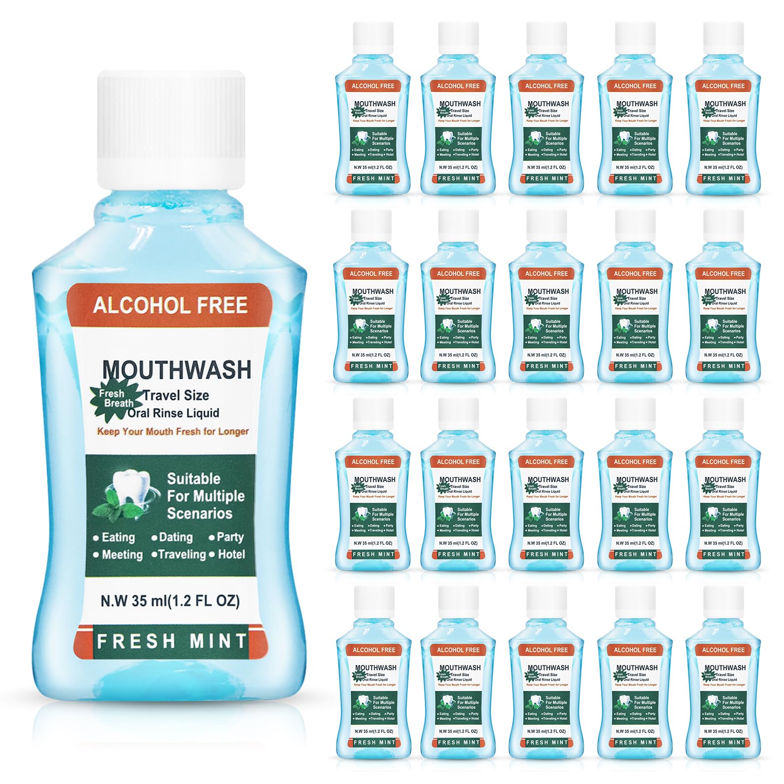 Xuezoioy mini enjuague bucal mentolado 35 ml para viaje, aliento fresco