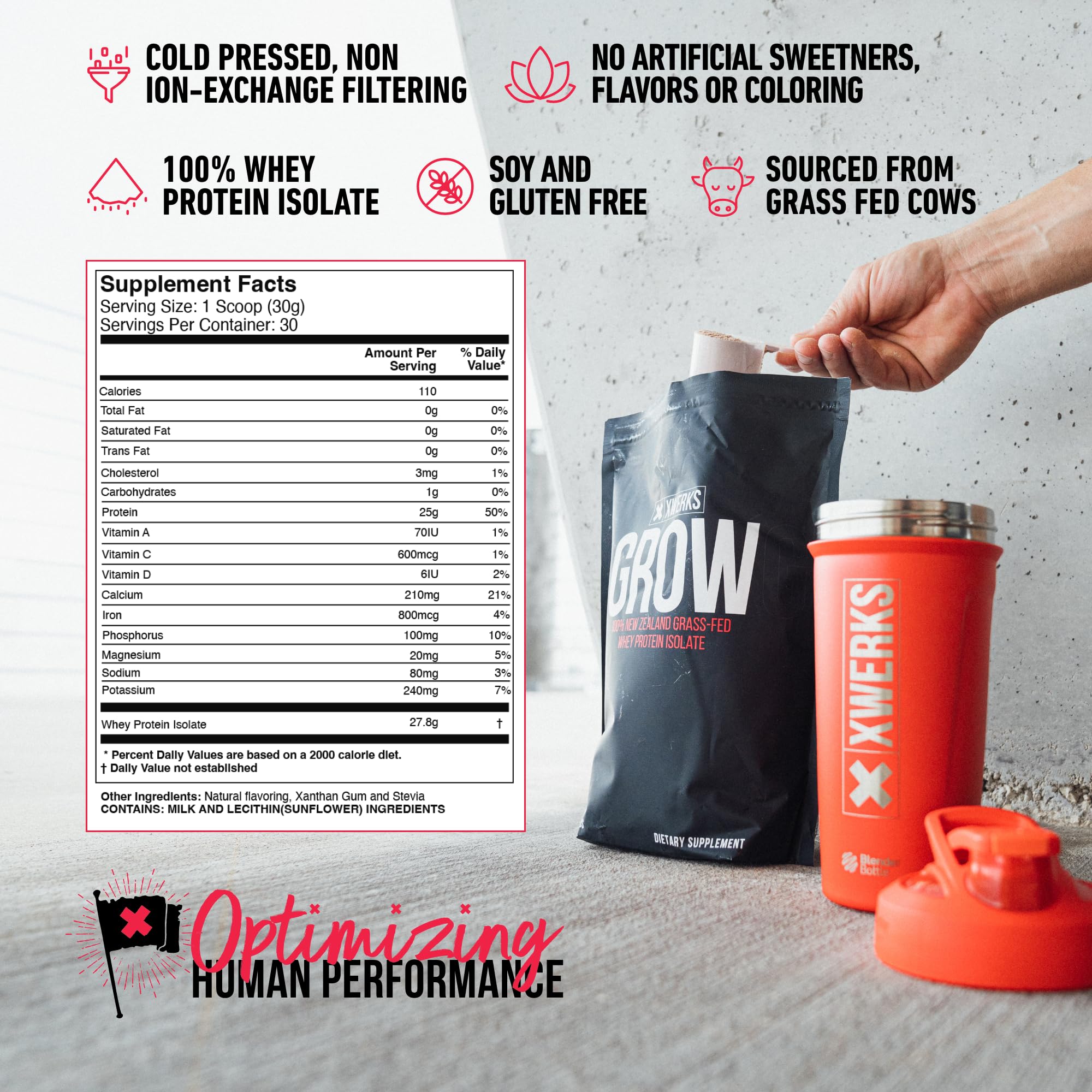 Mezcla cremosa de XWERKS Grow en vaso para entrenamiento diario