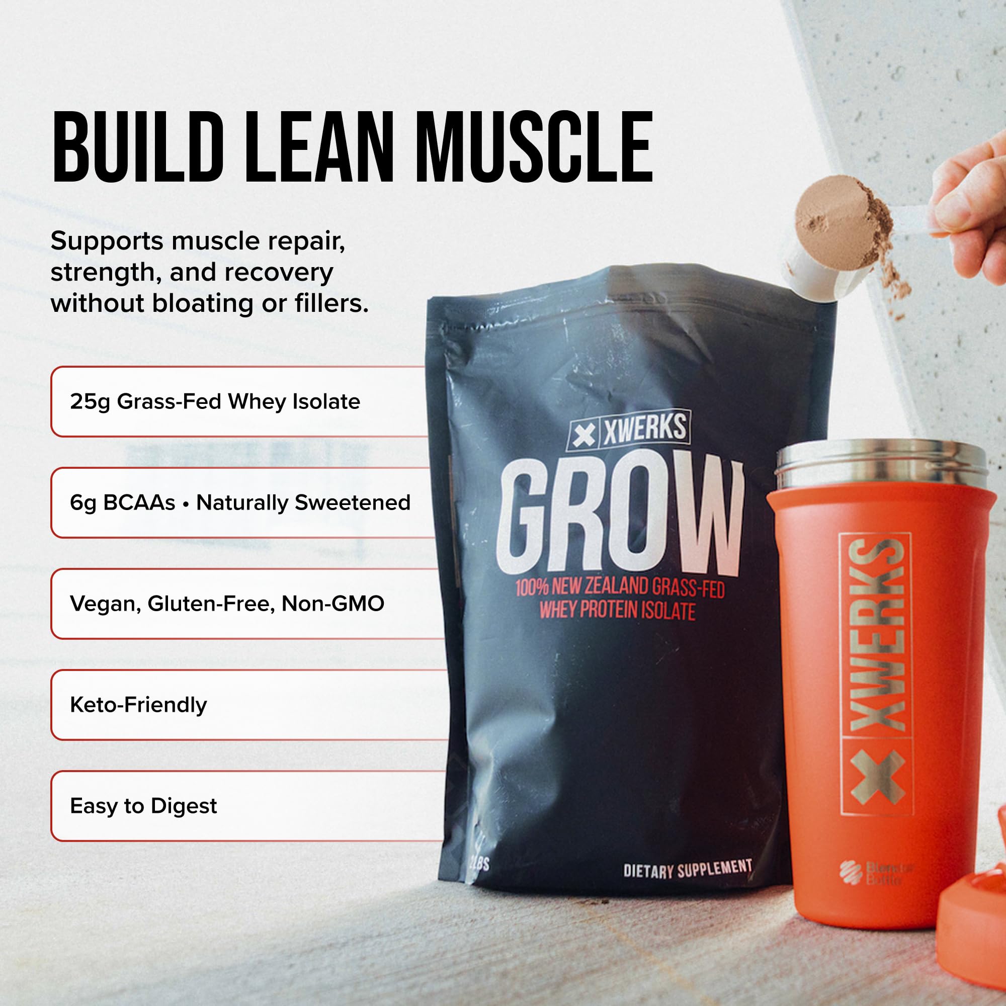 XWERKS Grow en vaso agitador, mezcla cremosa para batidos post-entrenamiento