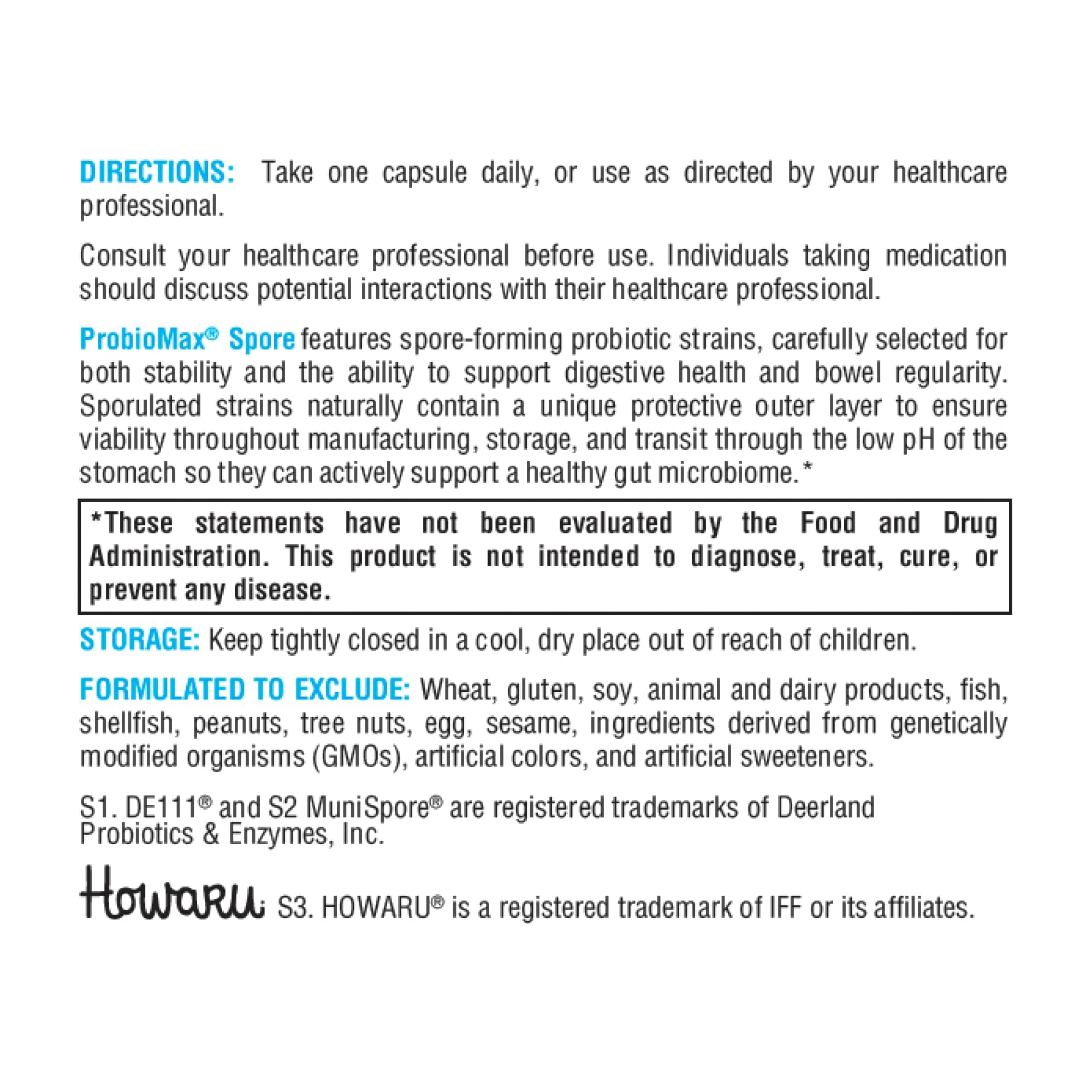 Iconos de ProbioMax sin alérgenos, formulación segura para alérgicos.