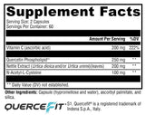 XYMOGEN Quercetina 20× Plus, etiqueta visible, identificación de ingredientes clave.