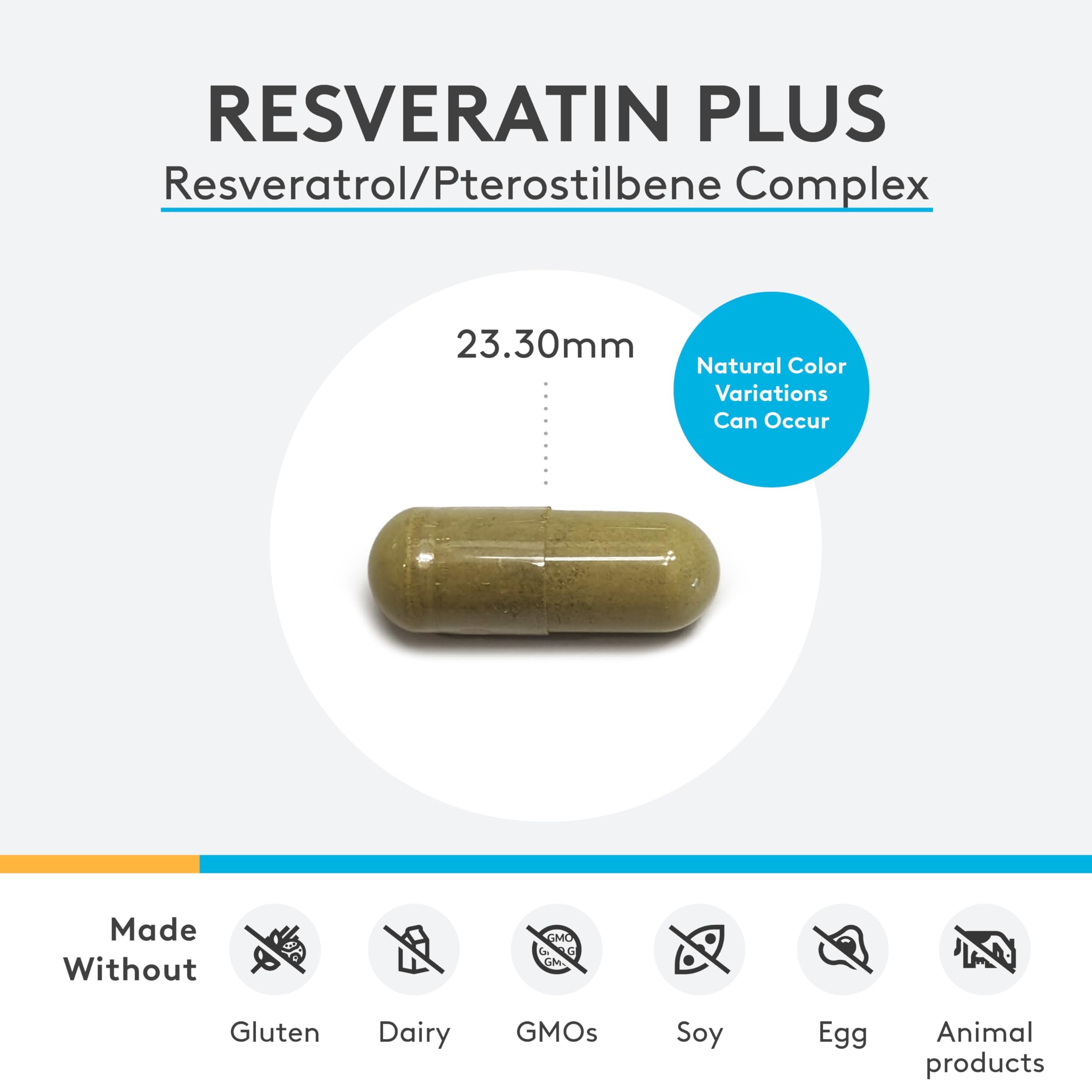 Etiqueta clara de XYMOGEN Resveratin Plus con información importante.
