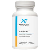 xymogen 5-mthf es, botella de cápsulas, apoyo al metabolismo y energía diaria.
