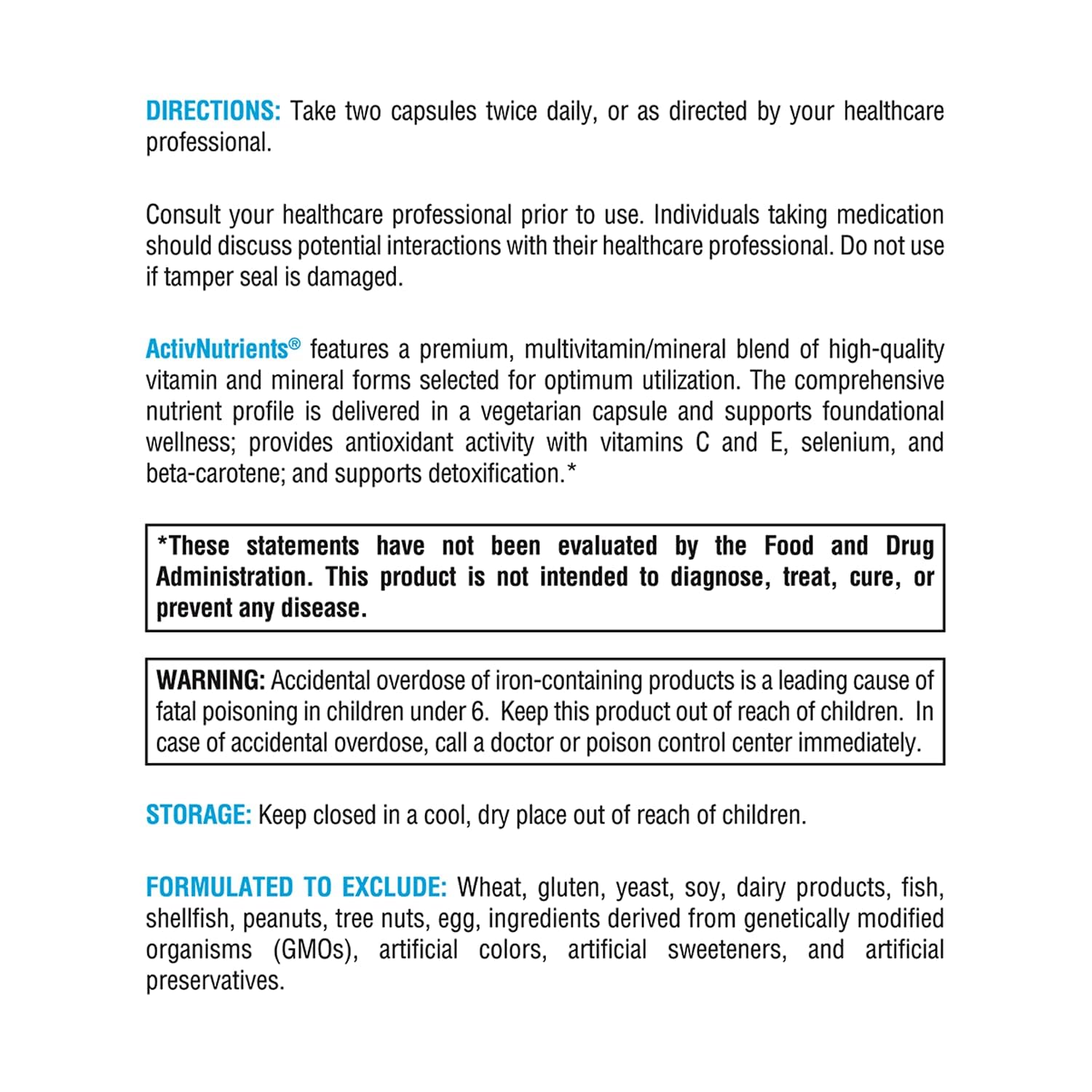 XYMOGEN ActivNutrients: etiqueta Sin OGM para mayor pureza de nutrientes.