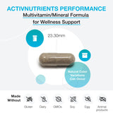 Etiqueta de ActivNutrients Performance con vitaminas y minerales para energía