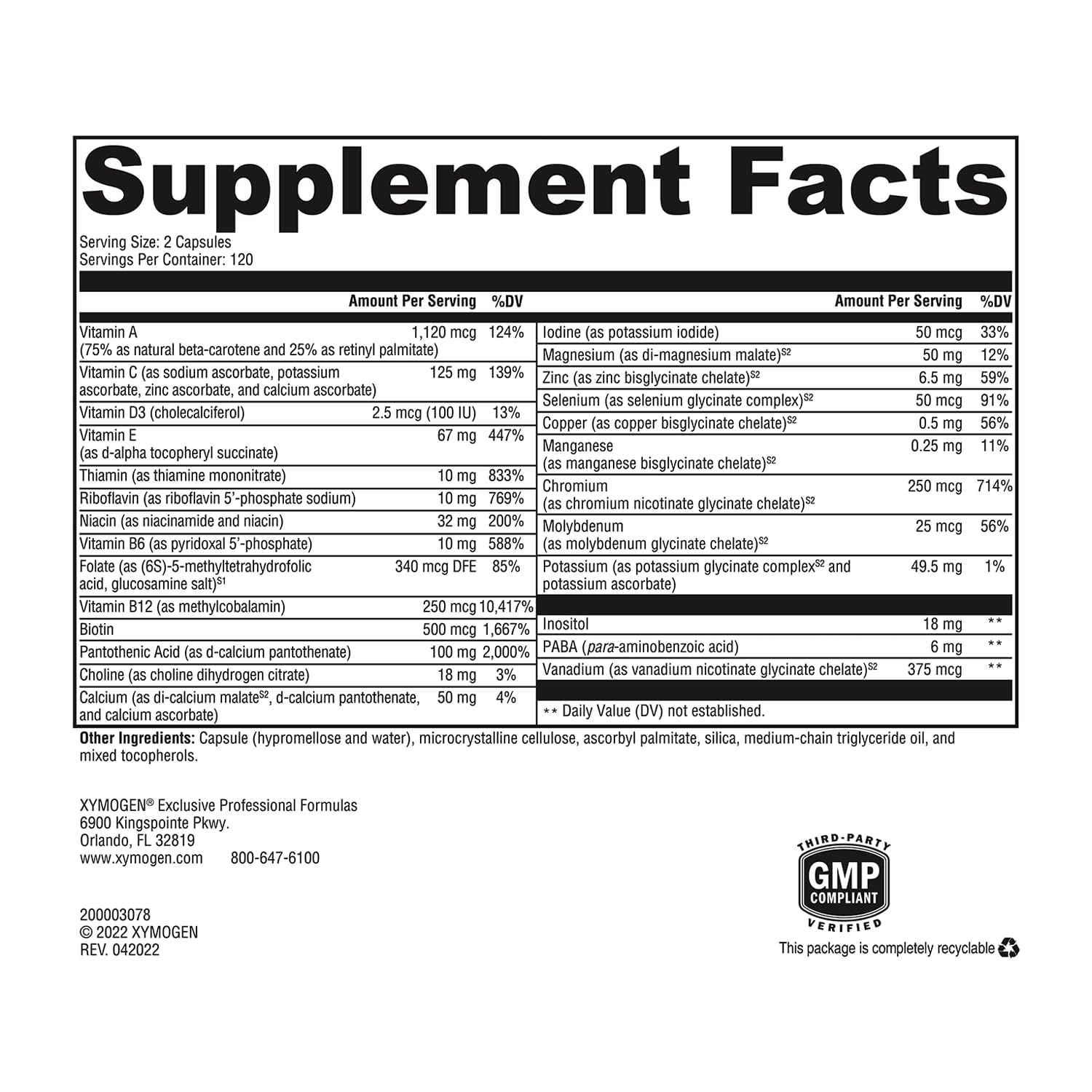XYMOGEN ActivNutrients sin hierro, softgels suaves para conveniencia diaria