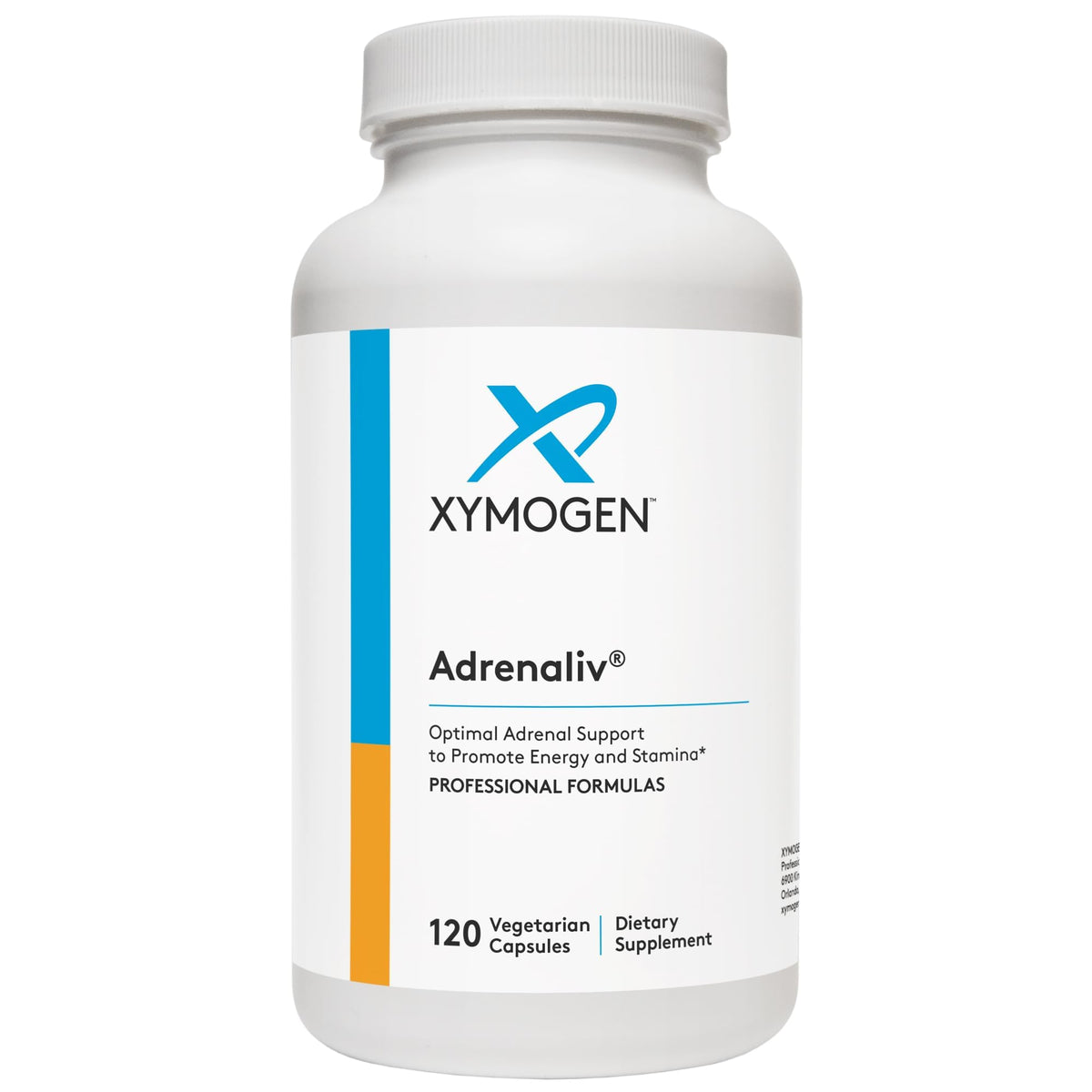 XYMOGEN Adrenaliv: bote de cápsulas para apoyo diario.
