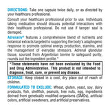 Parte trasera de la etiqueta de XYMOGEN Adrenaliv con información nutricional.