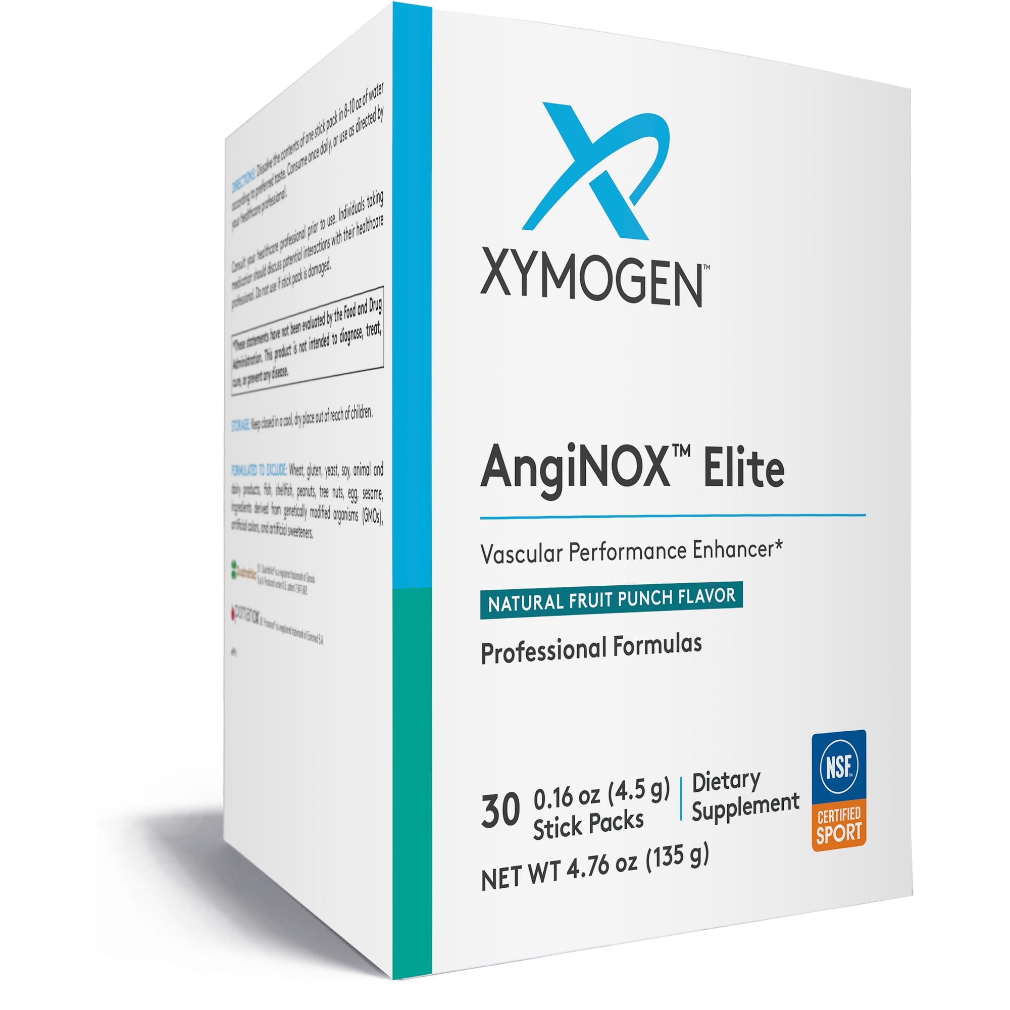Envase de AngiNOX Elite sabor Fruta para apoyar el flujo sanguíneo diario.