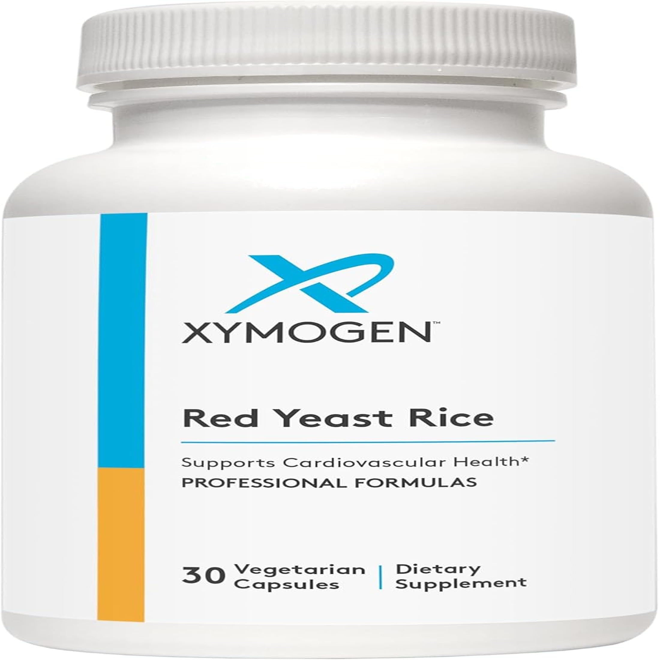 XYMOGEN Arroz de levadura roja, bote de cápsulas, apoya la salud cardiovascular.
