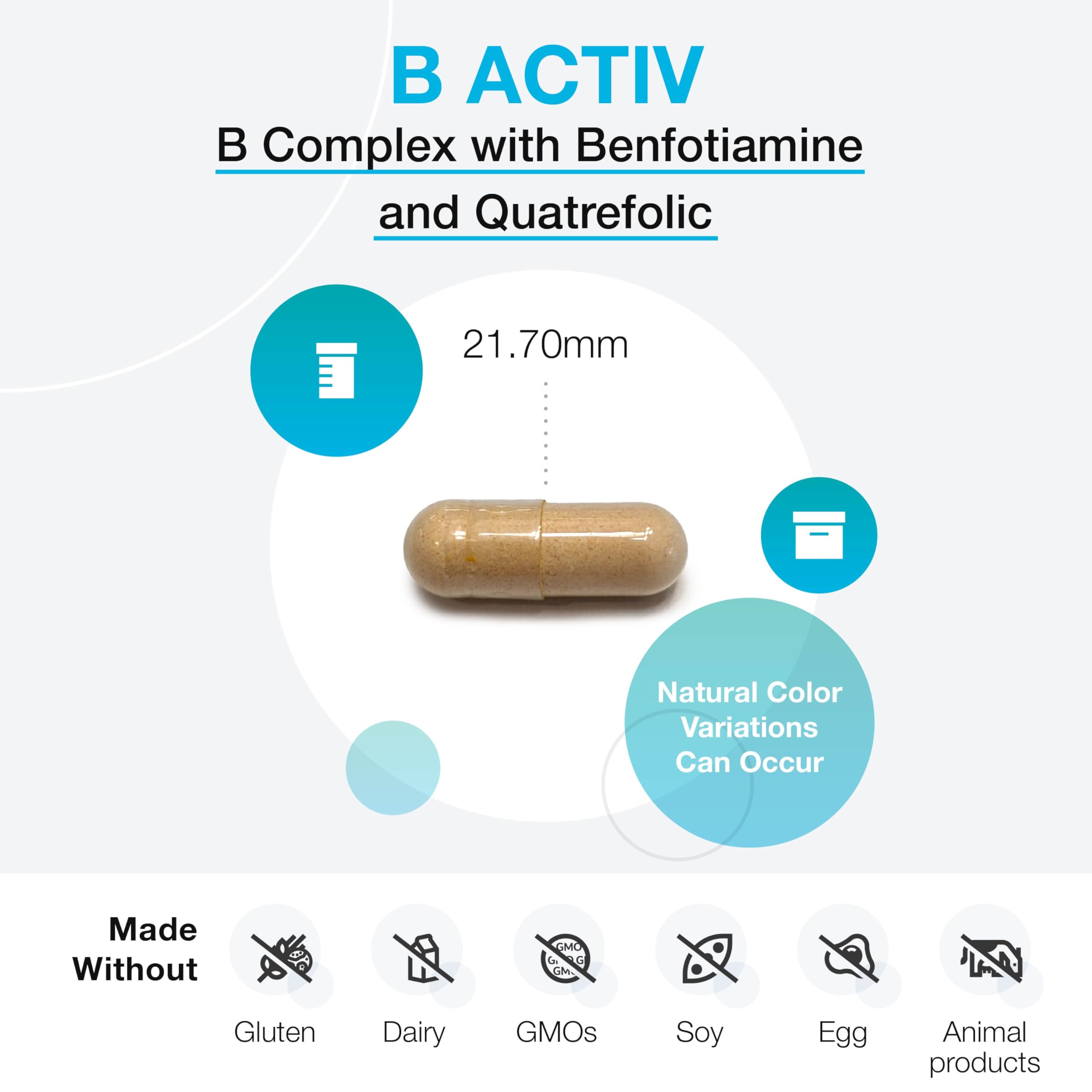 XYMOGEN B Complex, etiqueta frontal con datos de vitaminas B y energía.