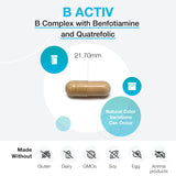 XYMOGEN B Complex, etiqueta frontal con datos de vitaminas B y energía.