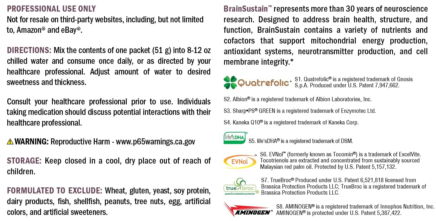 XYMOGEN BrainSustain primer plano ingredientes clave, soporte energético celular.