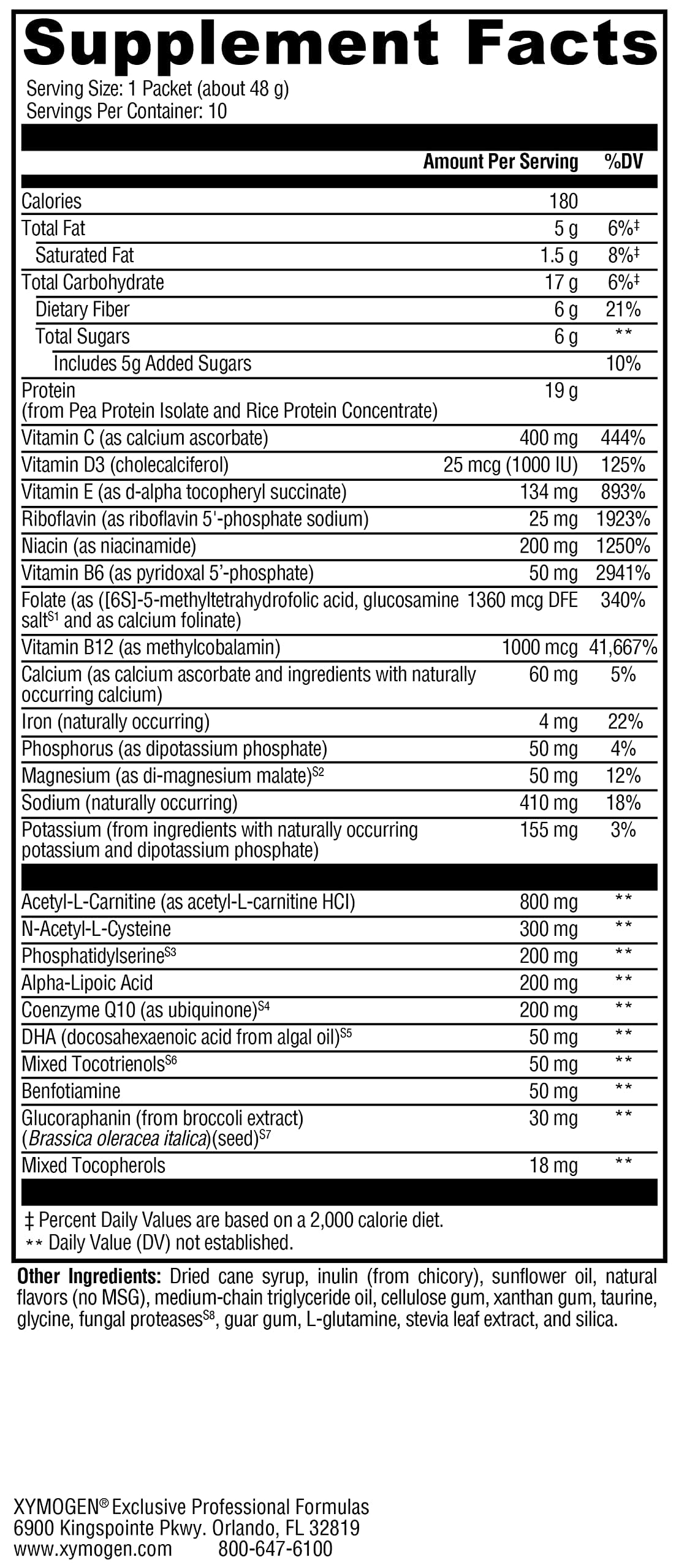 XYMOGEN BrainSustain: sabor vainilla-delicia para beber con placer.