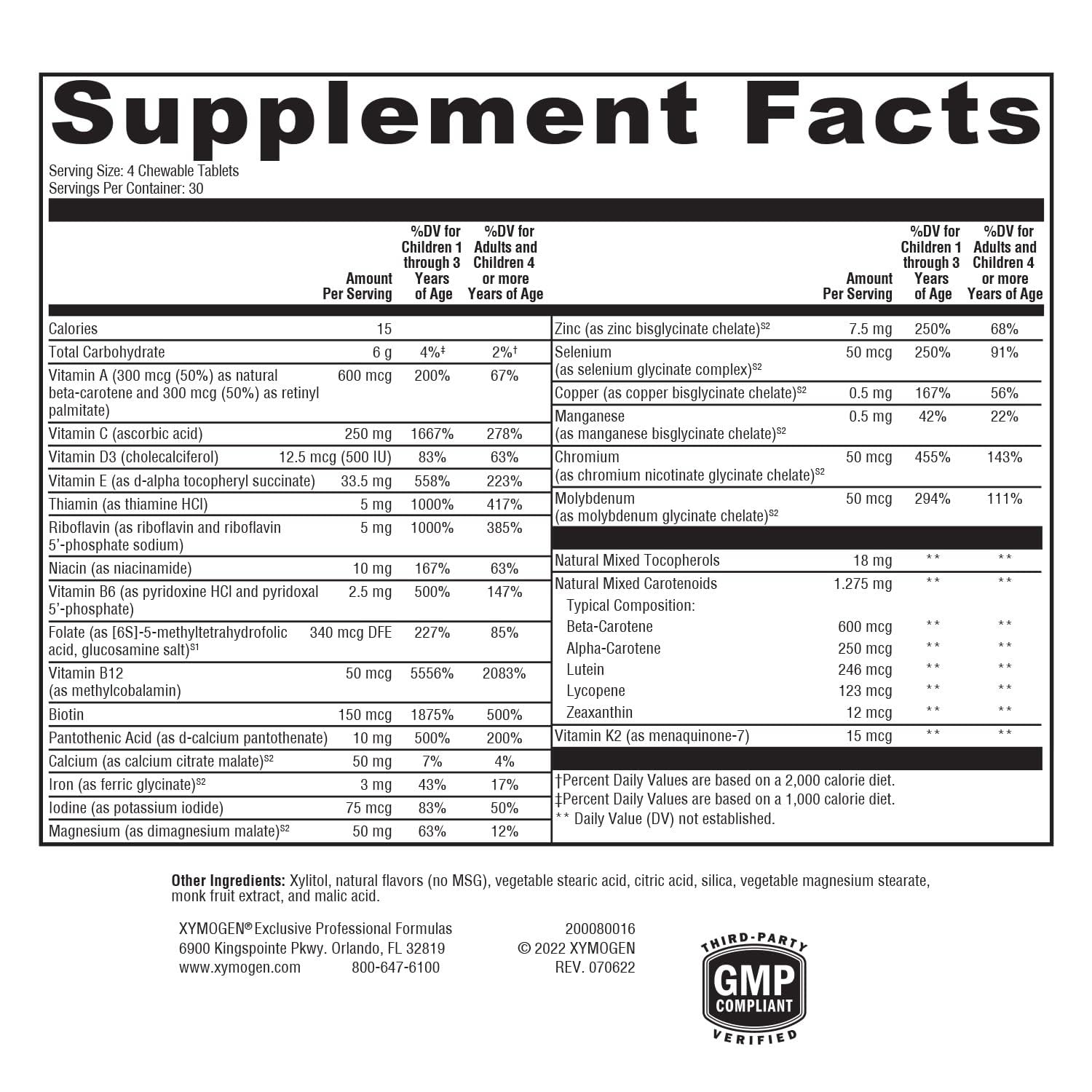 XYMOGEN ActivNutrients frasco de 120 tabletas, envase práctico para consumo diario en casa.