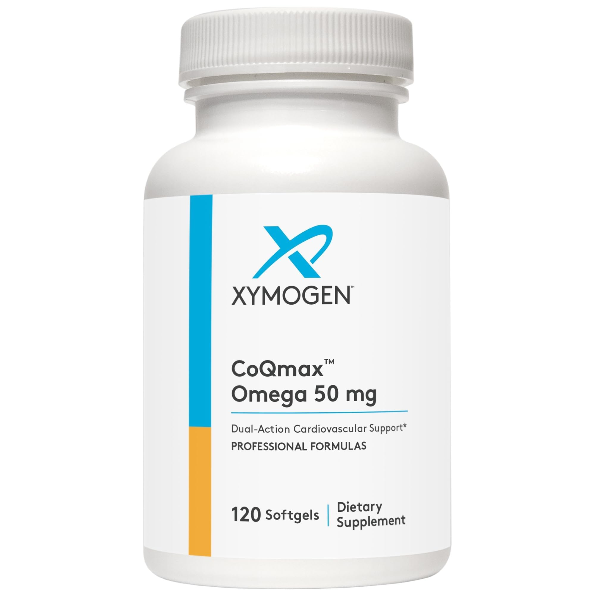 XYMOGEN CoQmax Omega 50 mg: botella para uso diario y equilibrio cardiovascular