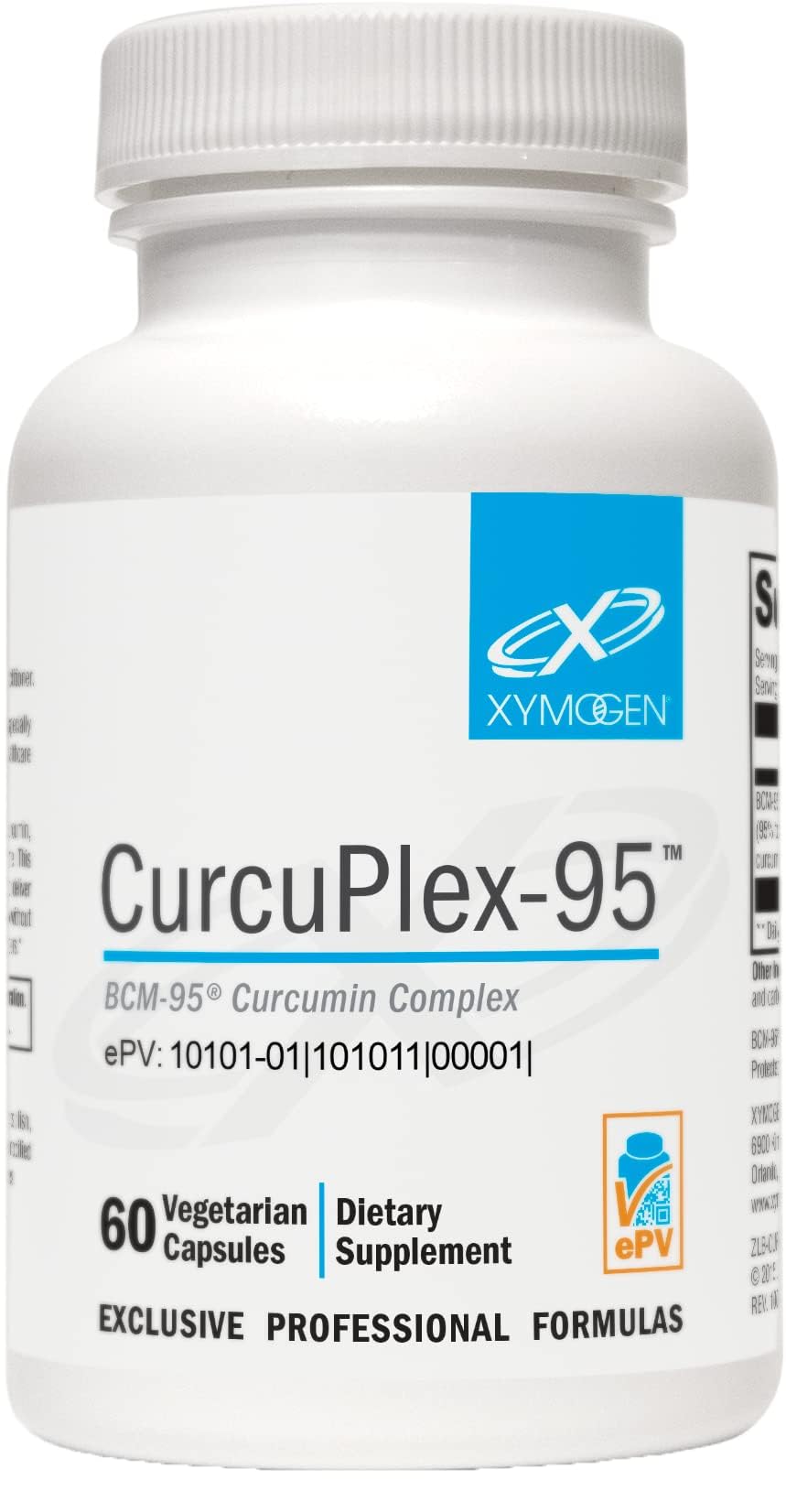 XYMOGEN CurcuPlex-95, botella de cápsulas para apoyo diario del cerebro.