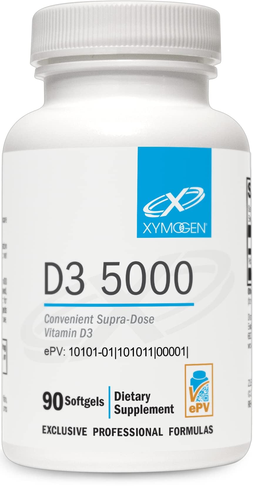 XYMOGEN D3 5000 en botella: soporte para niveles saludables de vitamina D.