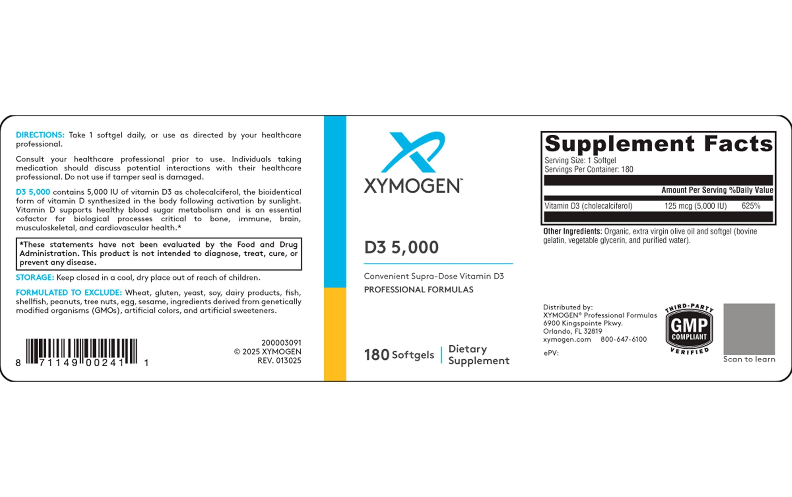 XYMOGEN D3 5000 cápsulas suaves detalle: absorción bioactiva para el día a día