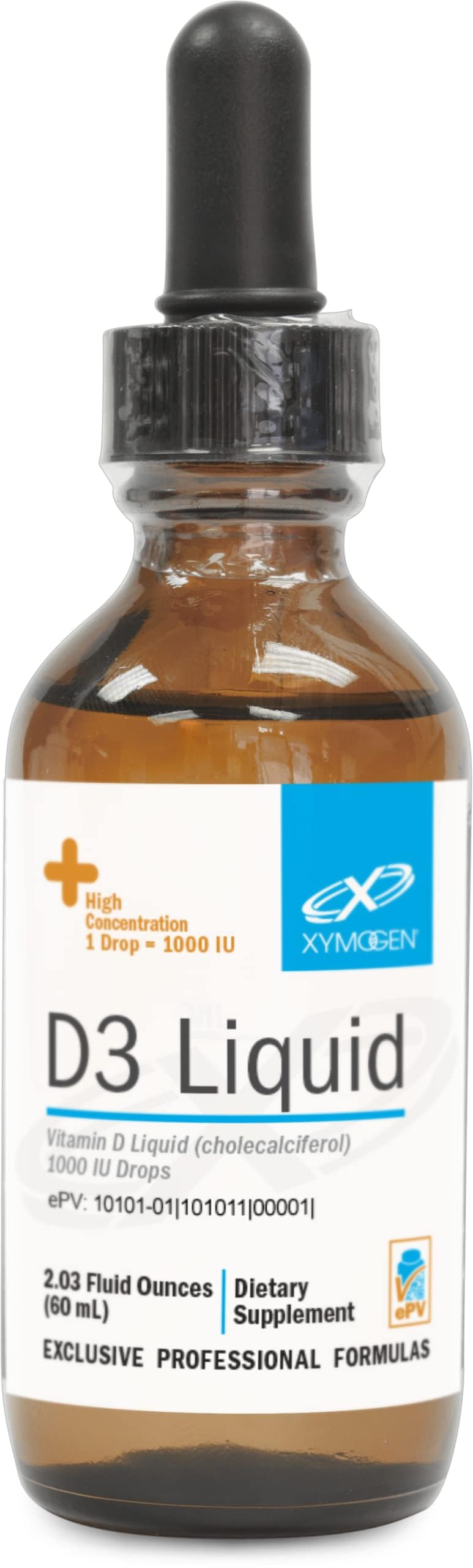 XYMOGEN D3 Liquid con gotero facilita la dosificación y la absorción.