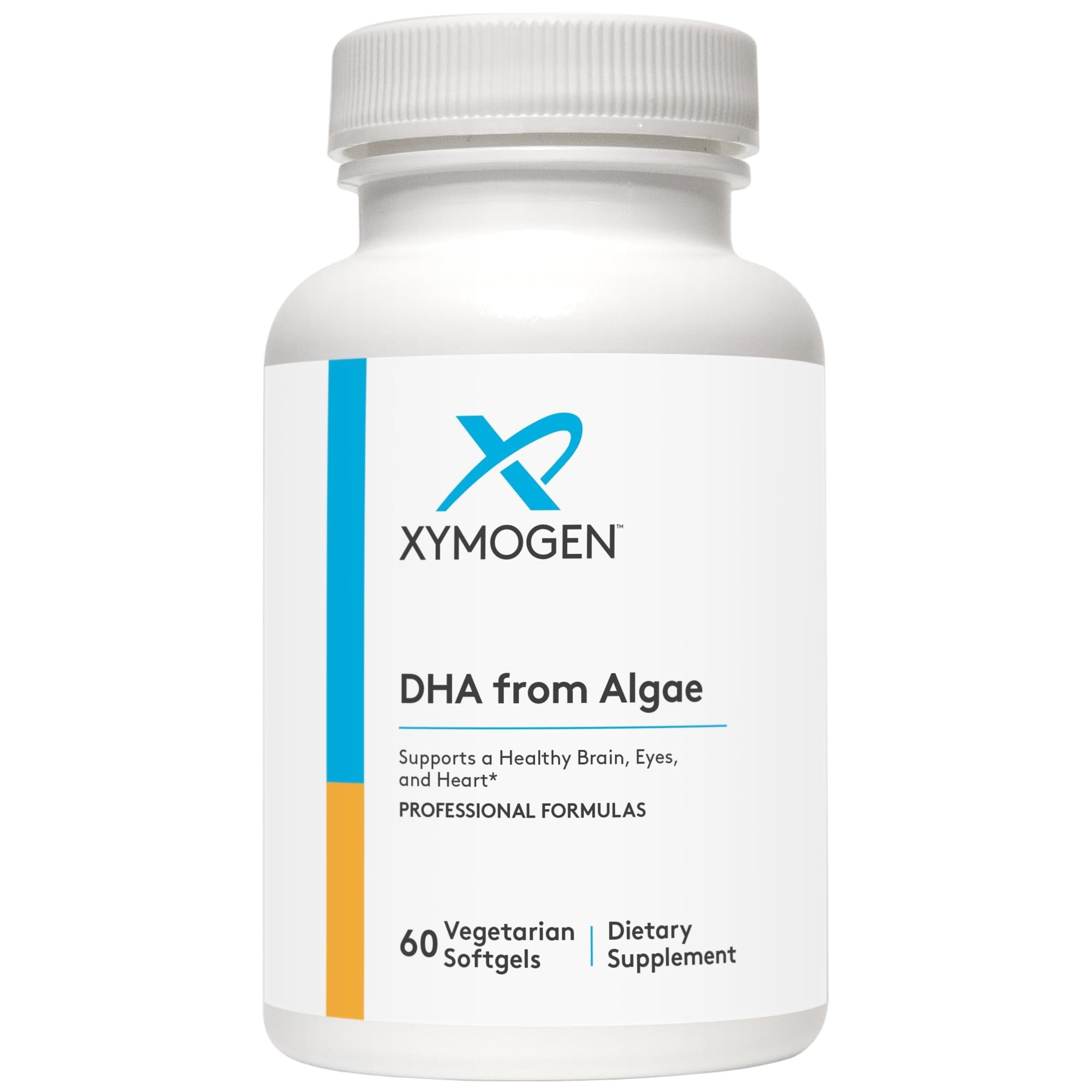 XYMOGEN DHA de algas: cápsulas blandas, fuente vegana de omega-3 para apoyo cerebral y visión.