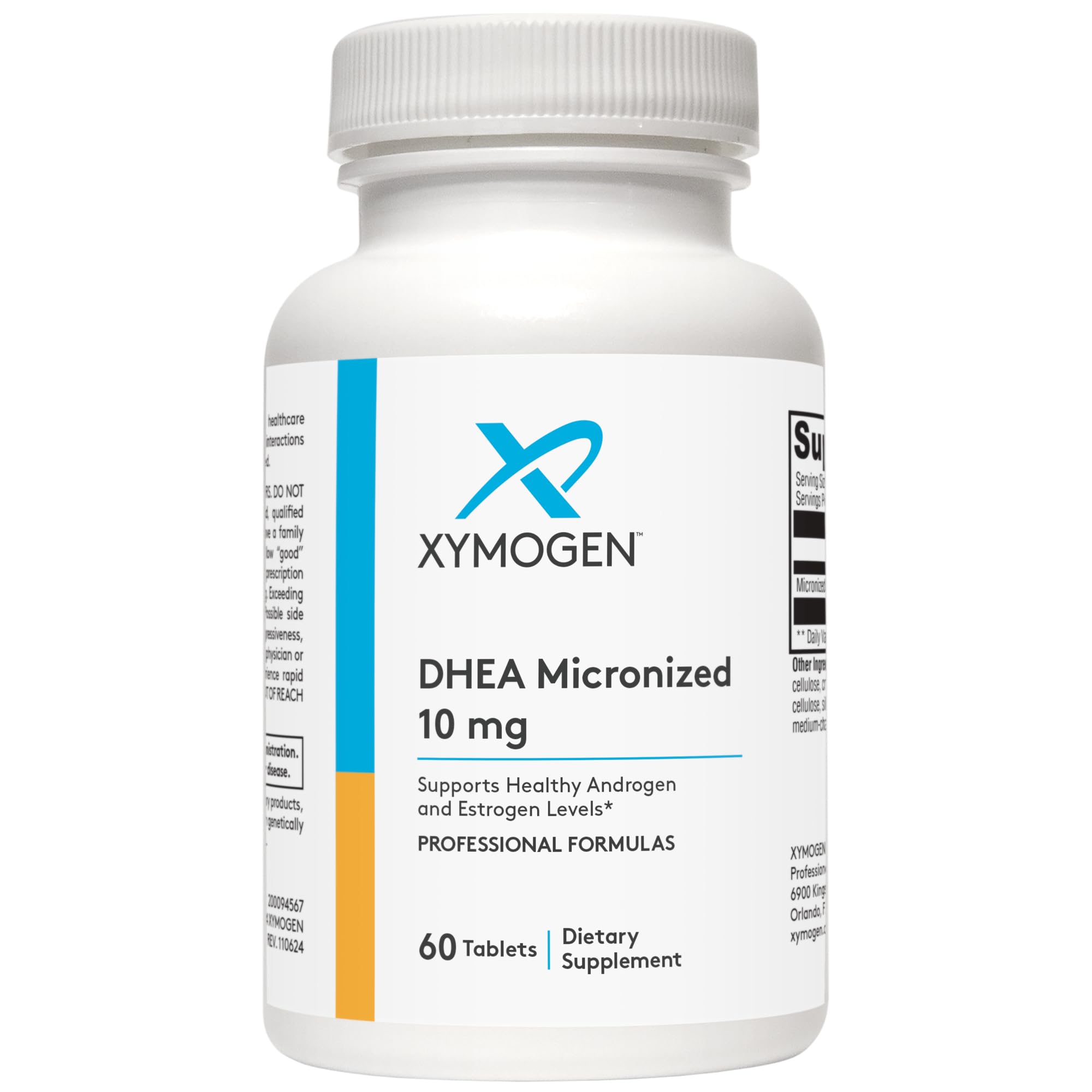 XYMOGEN DHEA: caja detallada y envase compacto.